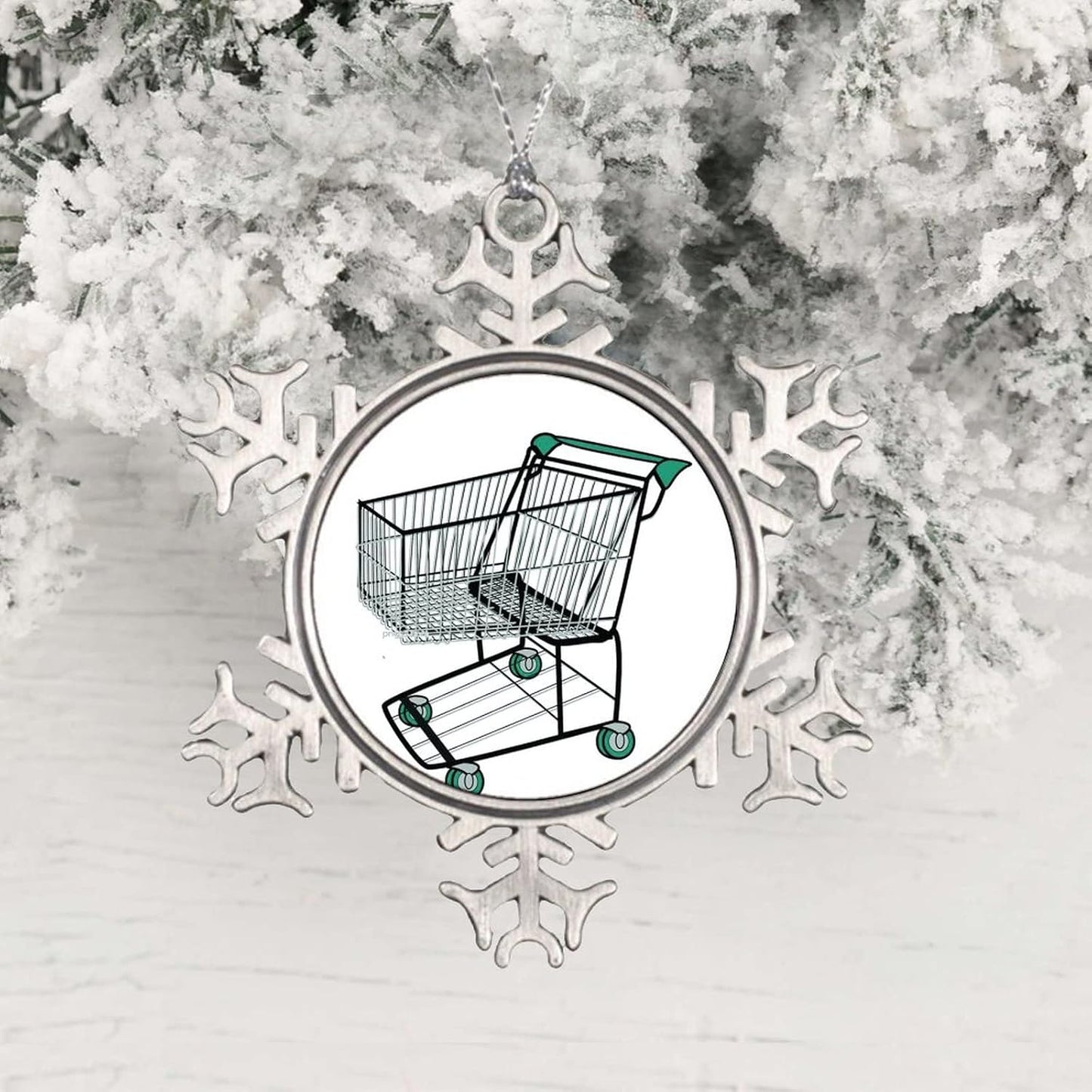 Shopping Cart Ornament-Christmas Ornament Metal Snowflake Christmas Ornament Holiday Keepsate