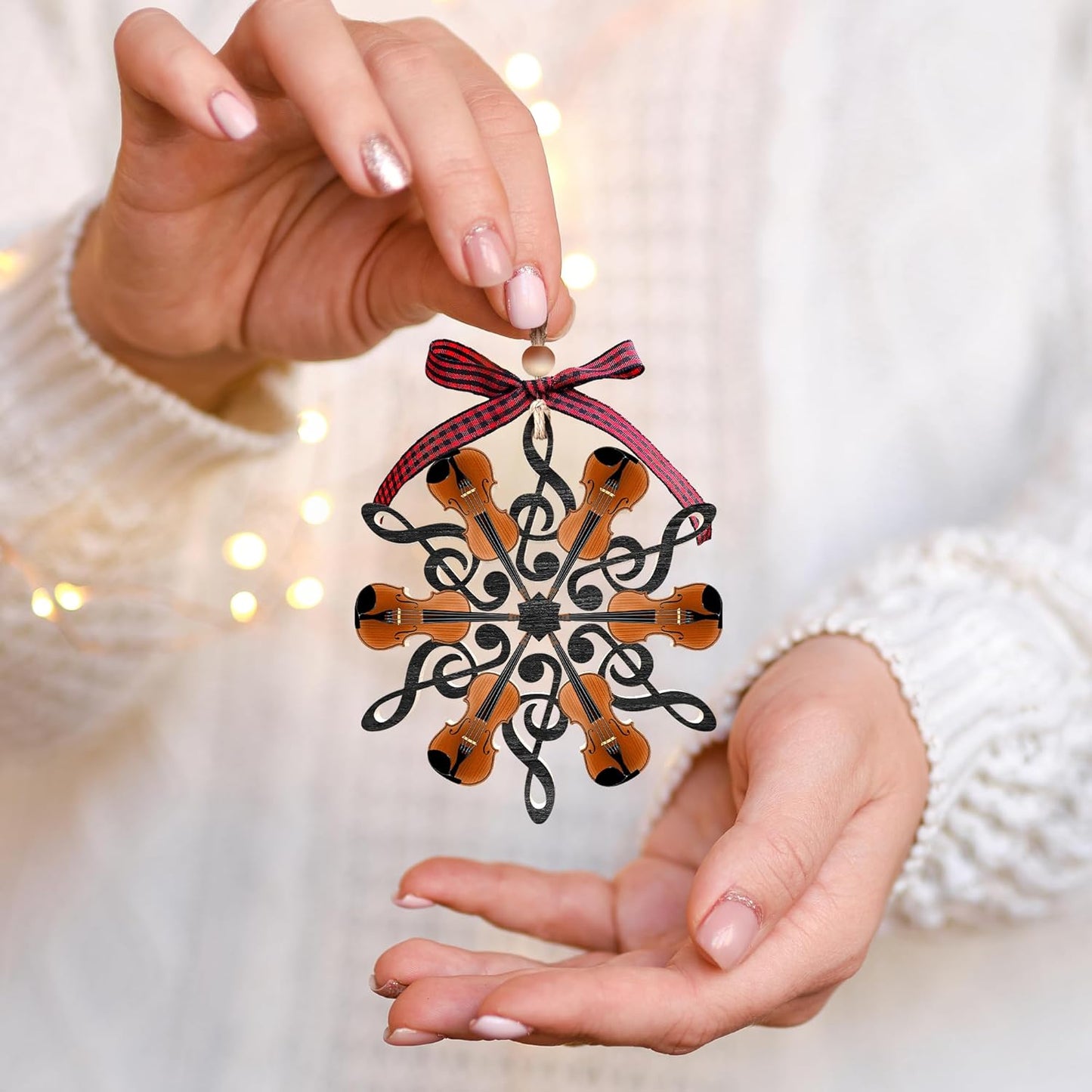 Violin Ornaments - Violin Gifts for Girls, Women, Men, Player, Teacher - Wood Xmas Ornament