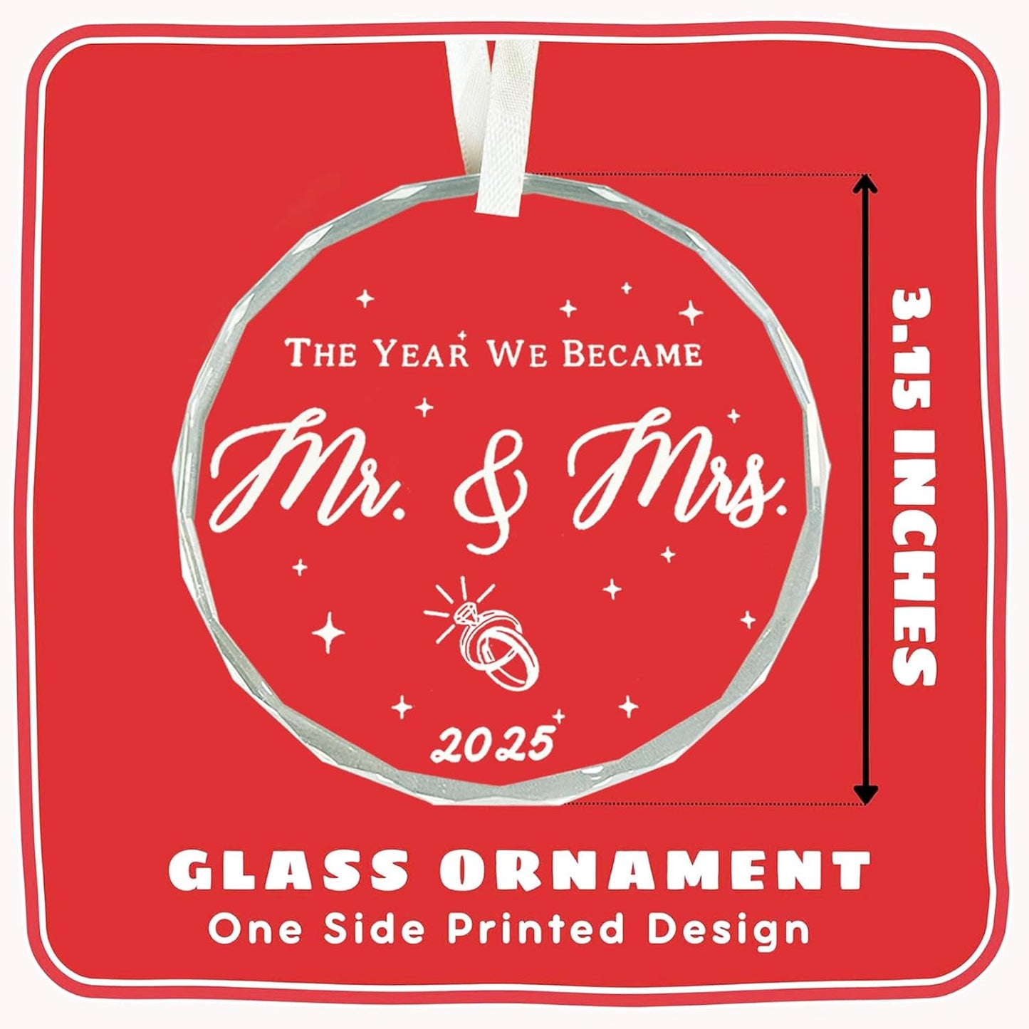 Wedding Gift for Couples 2025 - Mr and Mrs - Bridal Shower Gift for Bride - First Christmas Married Ornament (The Year We Became)