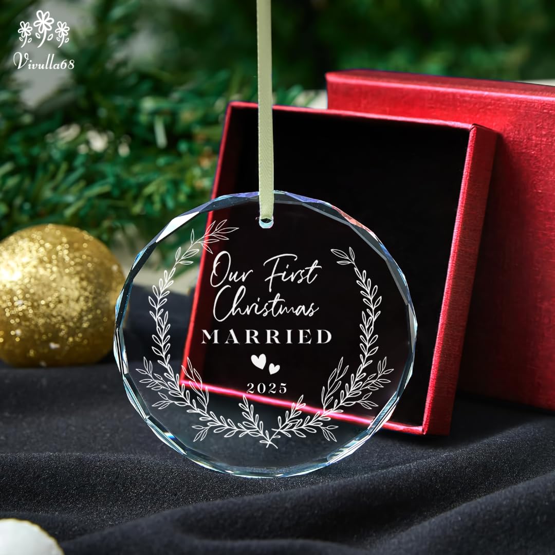 Engagement Gifts for Couples, Our First Christmas Married Ornament 2025, First Christmas Married Ornament, 1st Xmars As Mr and Mrs, Newlywed Gifts for Couples 2025, Bridal Shower Wedding Gift