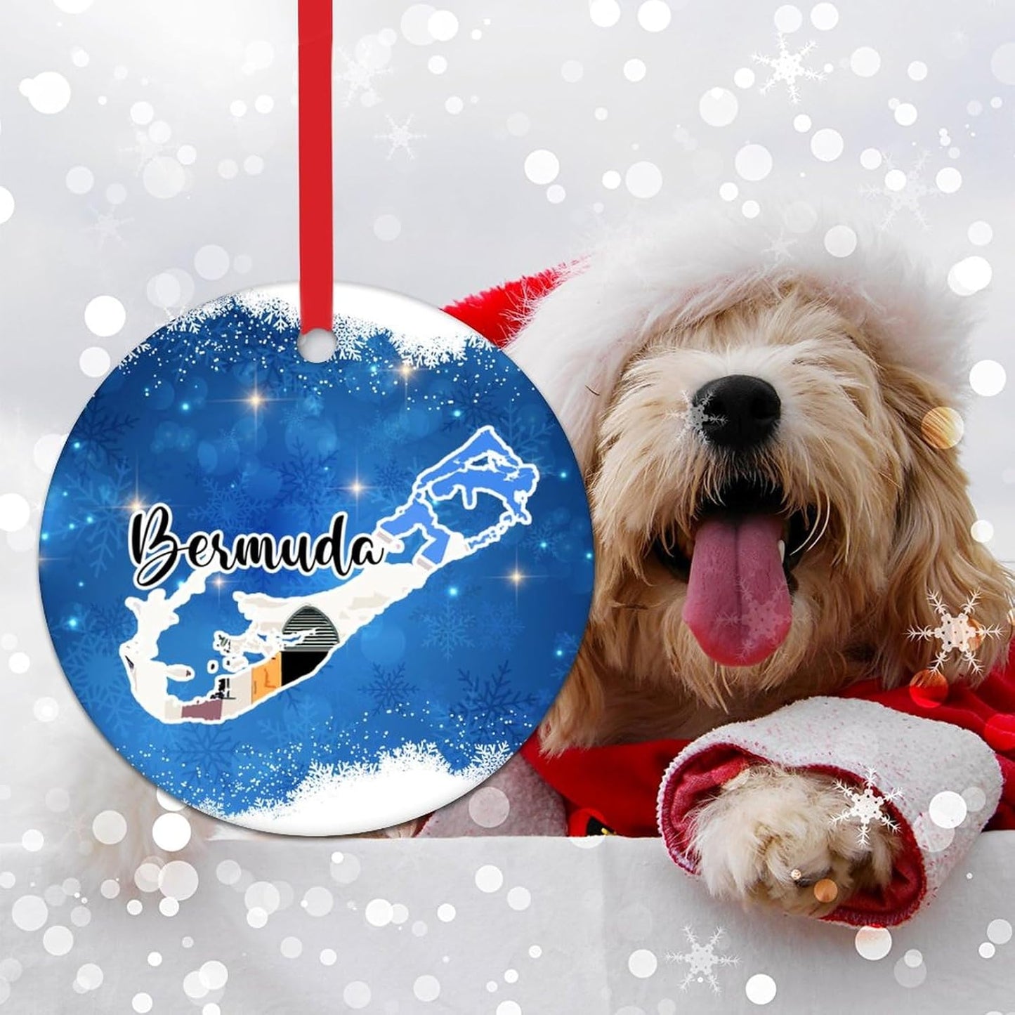 Christmas Ornament - Bermuda Ornament - Porcelain Ceramic Christmas Ornament Bermuda Landscapes Cityscape Ornament for Christmas Decor Travel Souvenir Funny Christmas Hanging Decor