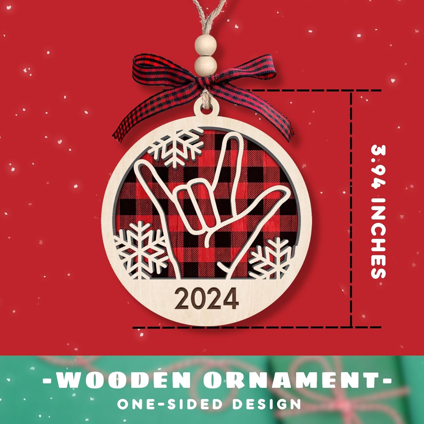 ASL I Love You Ornament - ASL I Love You Christrmas Ornament 2024, Sign Language I Love You Ornament, Sign Language Christmas Ornament - I Love You Hand Sign Ornaments - Wood Ornament
