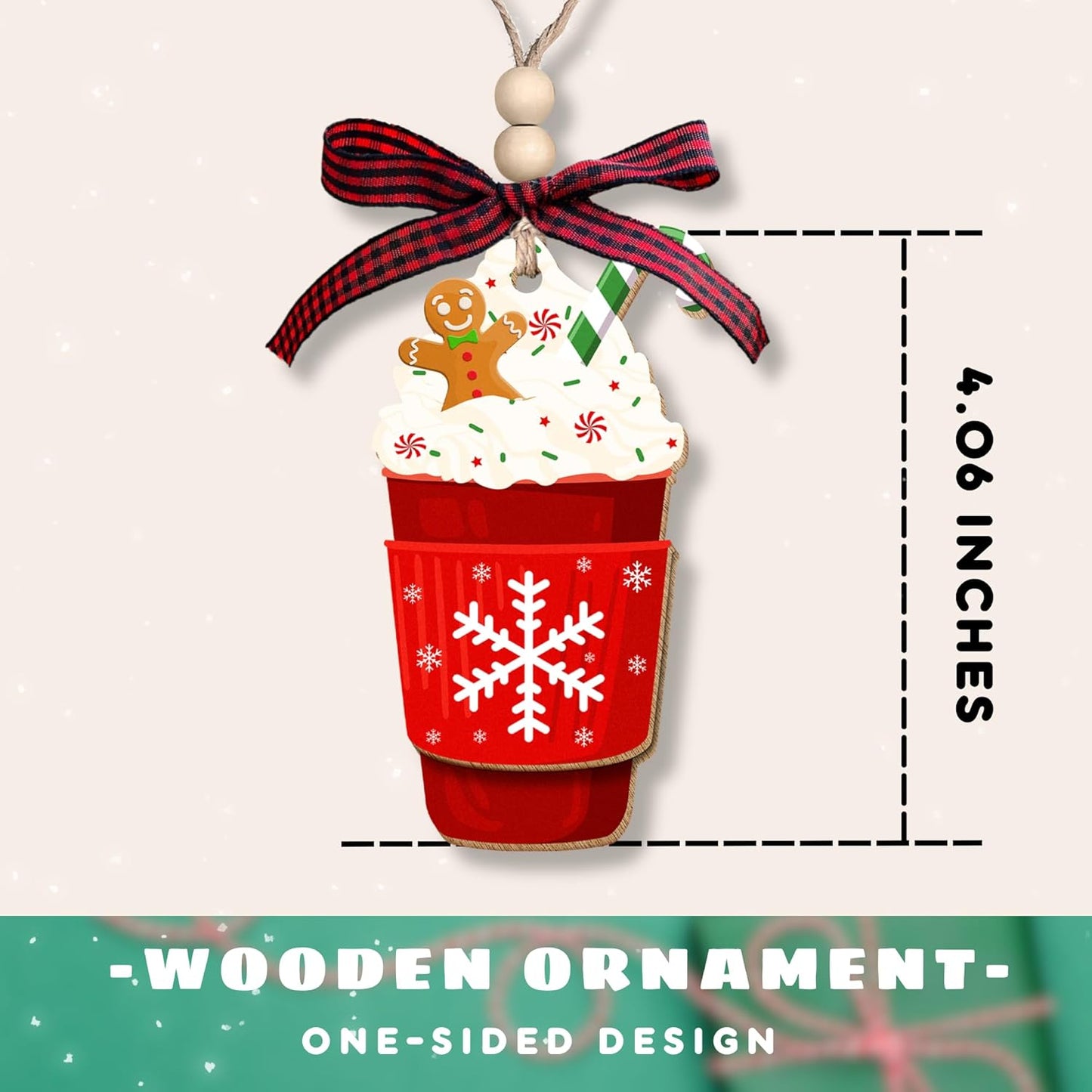 Coffee Lover Christmas Ornament, Coffee Cup Ornament - Wood Ornaments