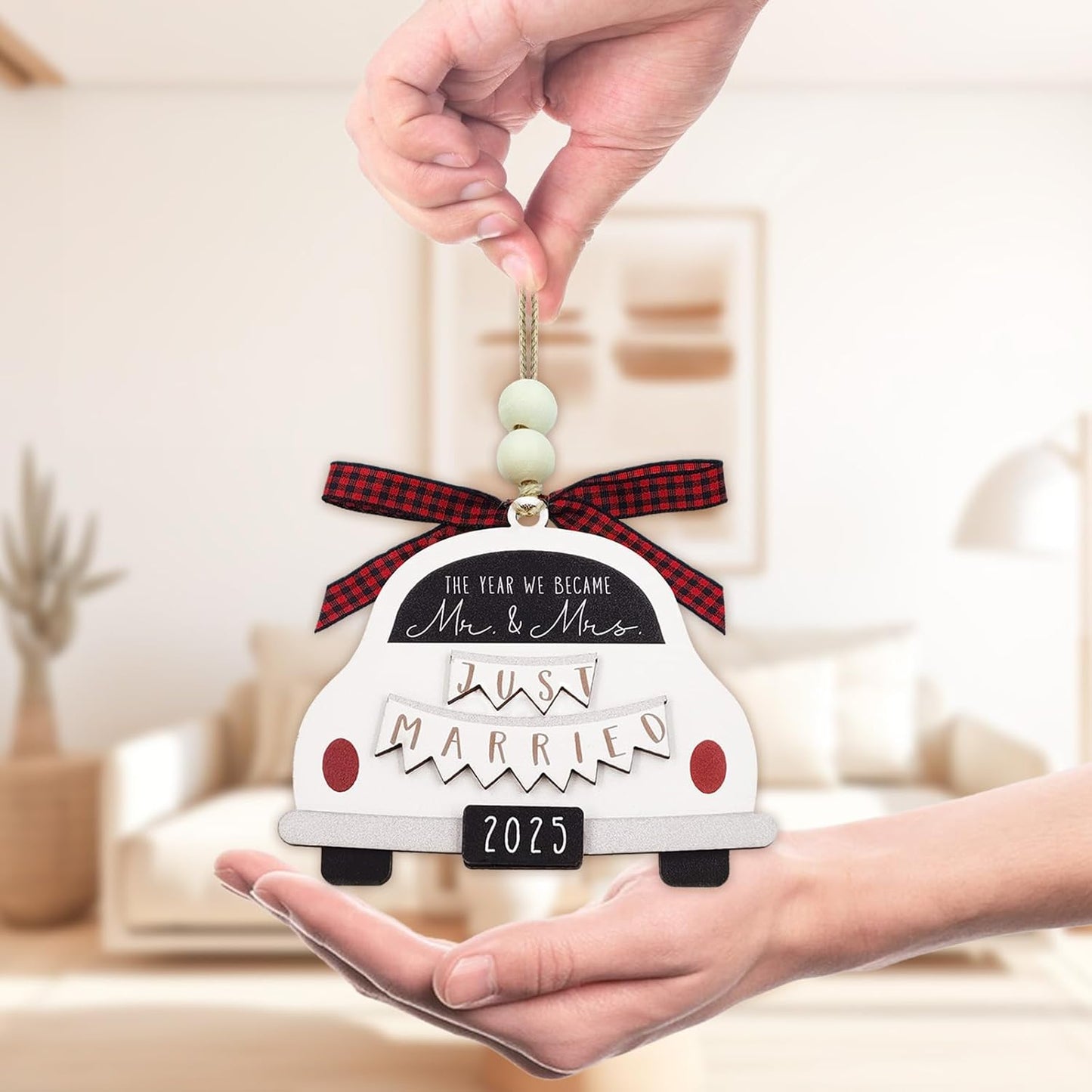 Starfa,Mr. and Mrs.,Wooden Wedding Ornament for Wedding Gifts for Couples 2025,Bridal Shower Gifts,Married,Engaged Couples,Personalized Home Decor (2025 Design) (White)