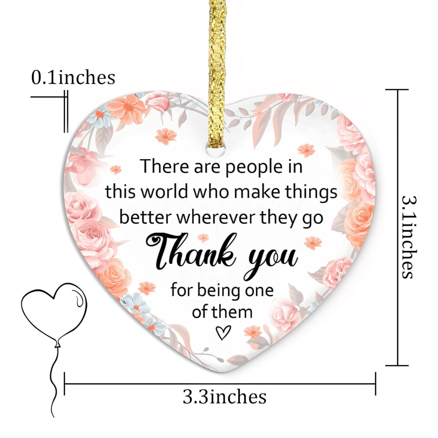Thank You Christmas Ornament - Christmas, Thank You, Appreciation Gift for Women, Teacher, Coworker, Friend - There are People in This World - Inspirational, Farewell, Goodbye, Going Away Gift