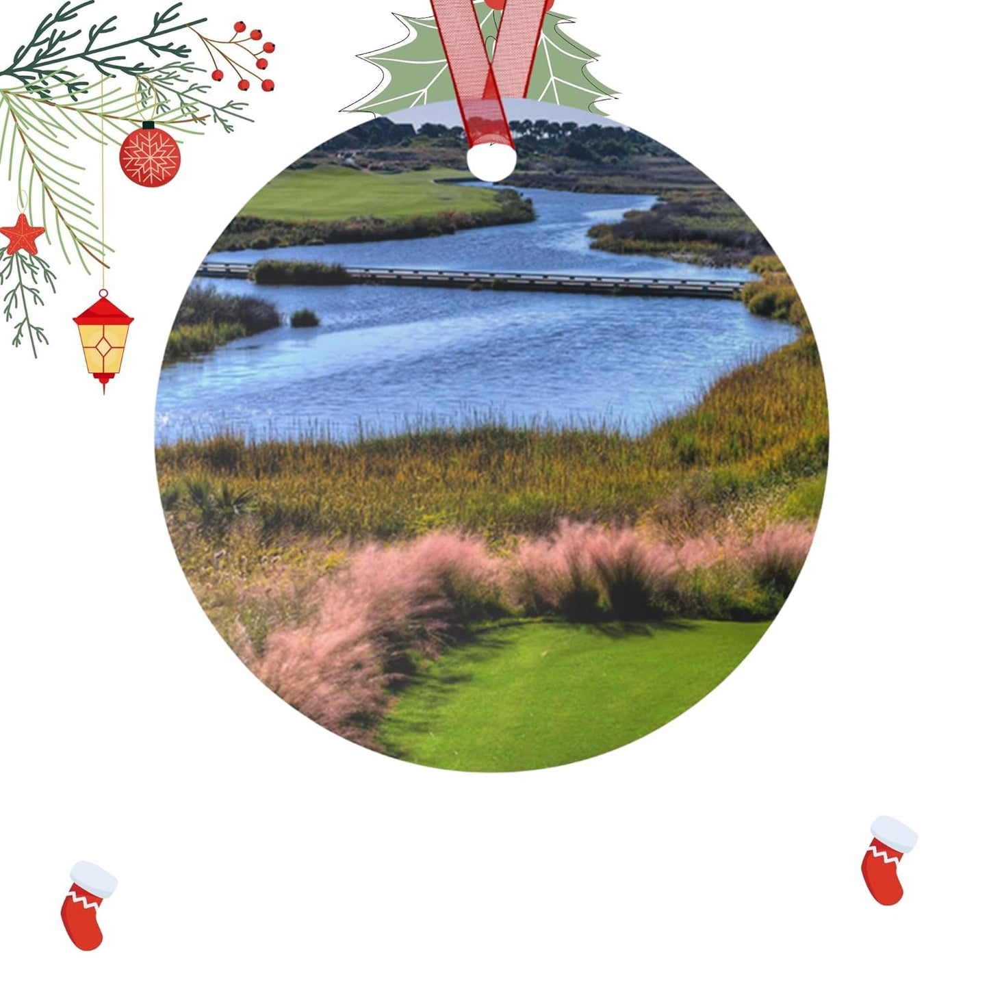 Kiawah Island Ornament, Christmas Ornament, The Ocean Course Ornament, South Carolina Ornament, Gift for Golfer, 2.76x2.76in, White