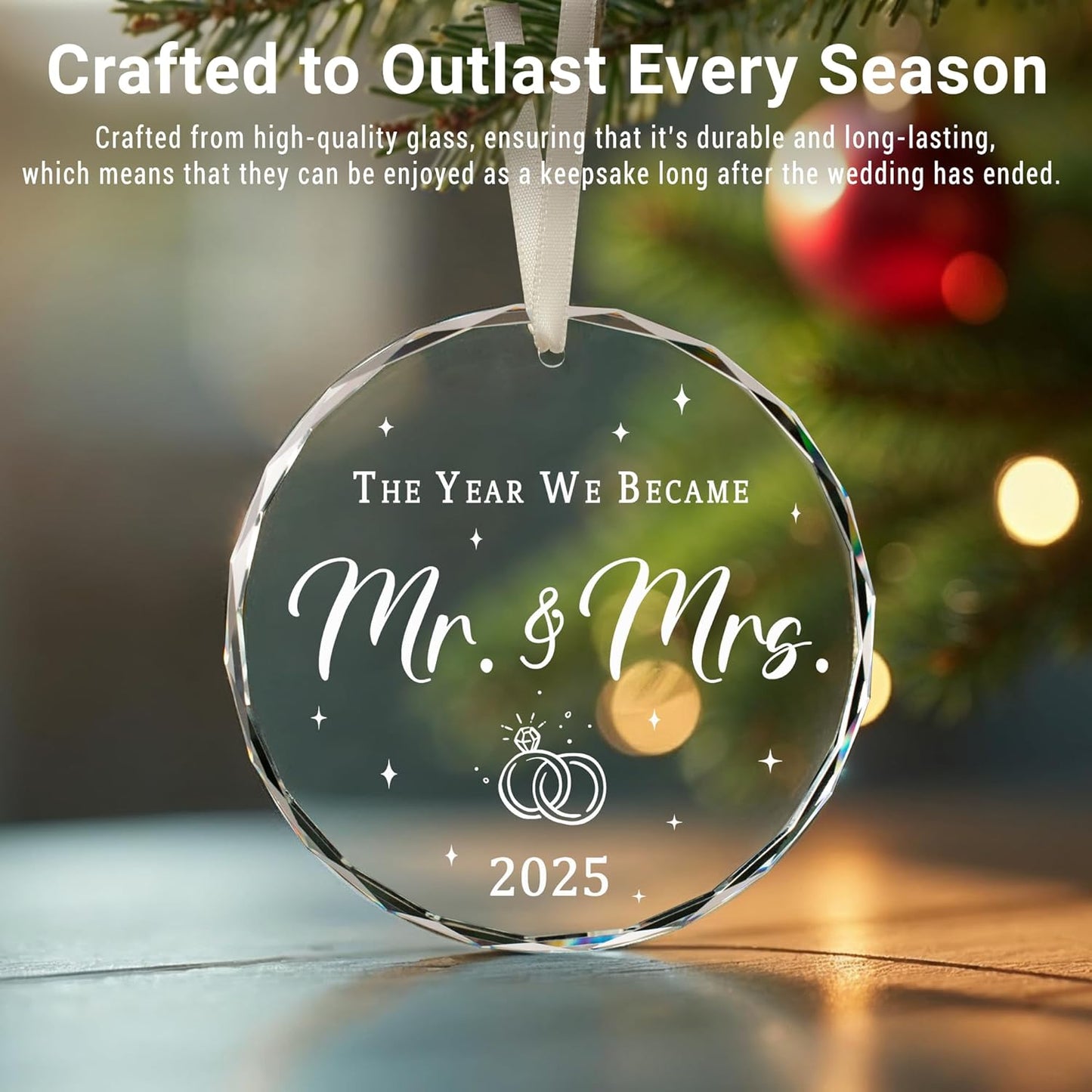 Wedding Gifts for Couples 2025, First Christmas Married Ornament, Wedding Gift for Newlyweds, Mr & Mrs Just Married Keepsake - Bridal Shower Gift for Bride, Newlywed Couple Gifts