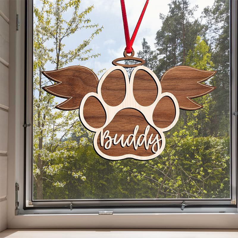 Pet Memorial Ornament, Pet paw Ornament, Paw with Wings Christmas Ornament, Shiplap Paw Ornament, Pet Angel Paw Ornament, Dog Memorial Ornament, Pet Loss Gifts, Cat Dog Loss Sympathy Gift pet/9