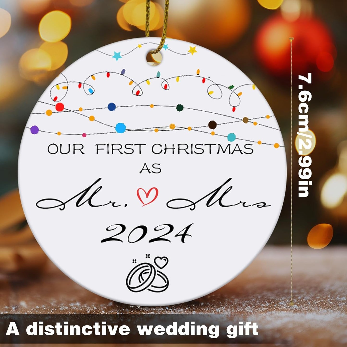 Wedding Gifts for Couples 2024, First Christmas Married Ornament 2024 Personalized Wedding Gifts Christmas Tree Ornaments, Wedding Ornament 2024 as Mr and Mrs Newly Wed Gifts for The Couple
