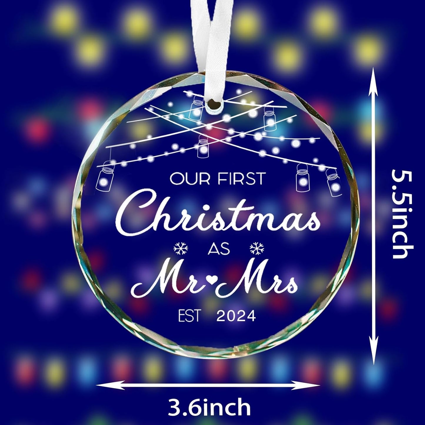 Wedding Gift First Christmas Married Ornament 2024 Mr and Mrs Gift for Newlyweds Couple 2024 Personalized Bridal Shower Gifts Our First Christmas 2024