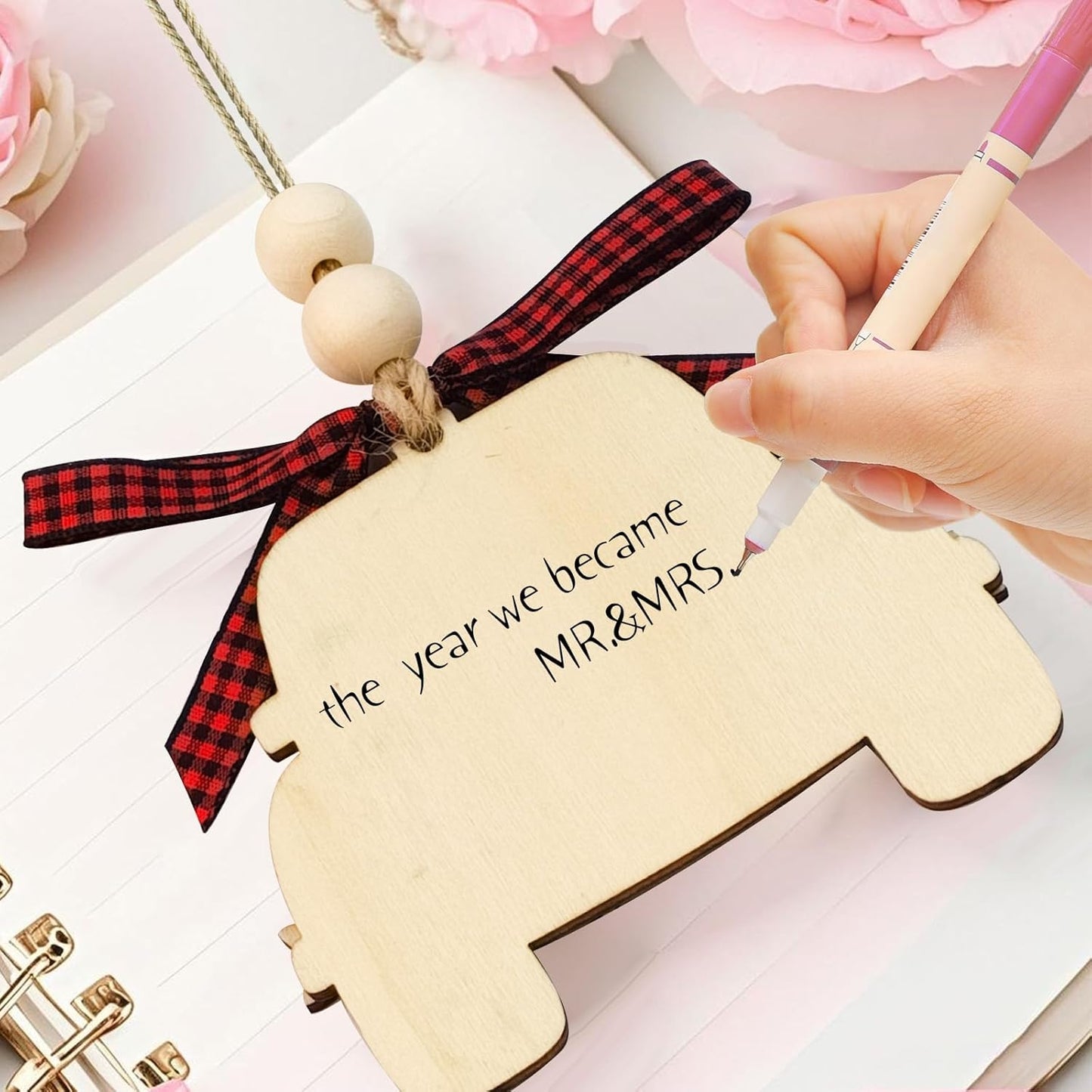 Starfa,Mr. and Mrs.,Wooden Wedding Ornament for Wedding Gifts for Couples 2025,Bridal Shower Gifts,Married,Engaged Couples,Personalized Home Decor (2025 Design) (White)