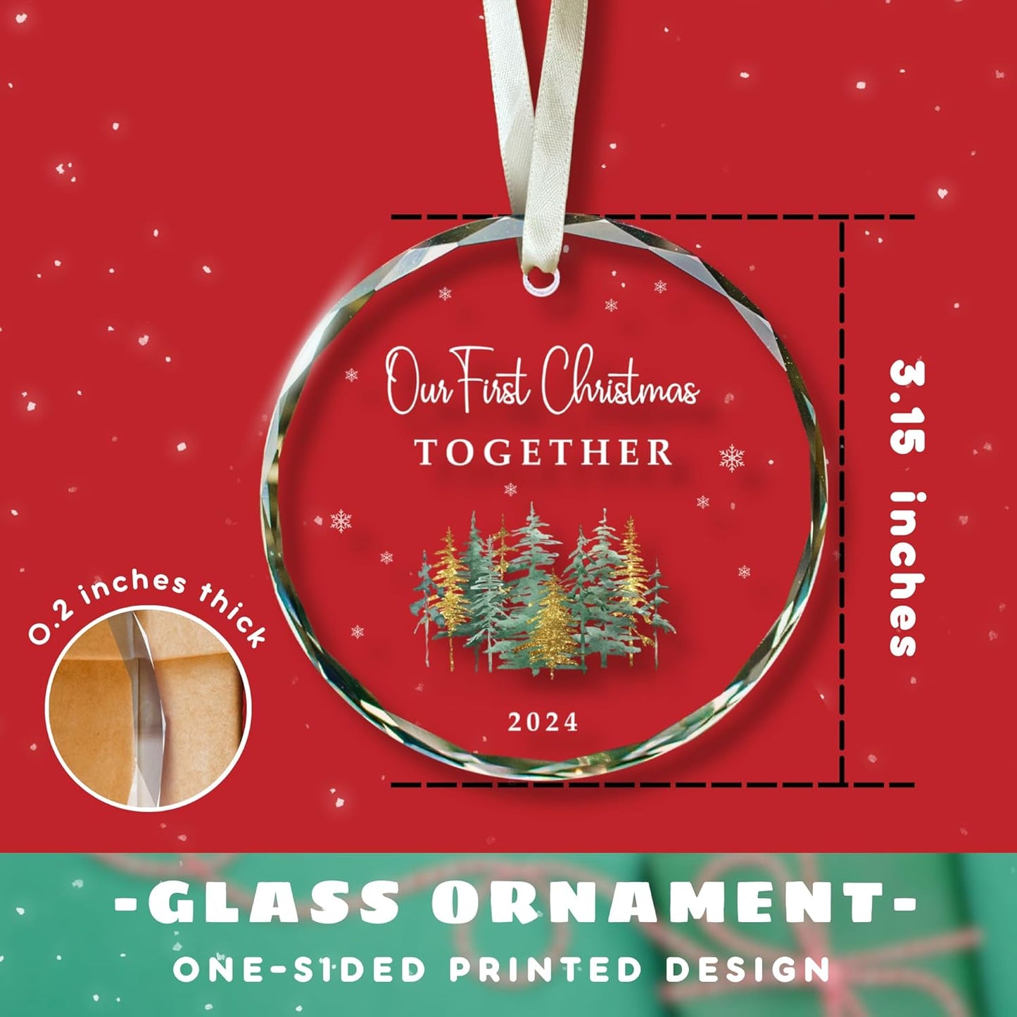 Our First Christmas Together - Mr & Mrs Gift: Glass Ornament for Newlyweds