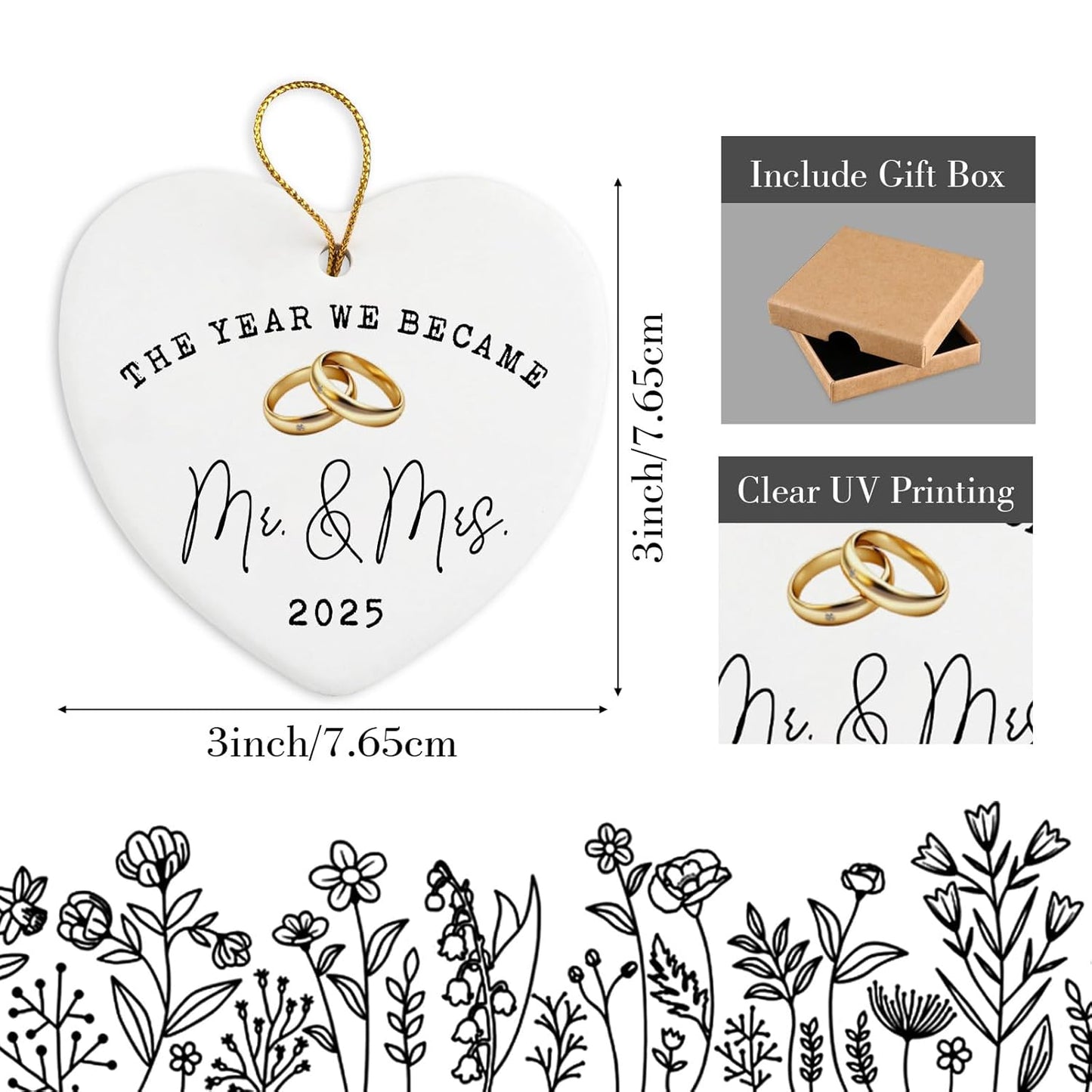 Wedding Gifts for Couples 2025 Ceramic Ornament Mr and Mrs Bridal Shower Gifts Wedding Just Married Gift for Newlywed Couple Bride Groom
