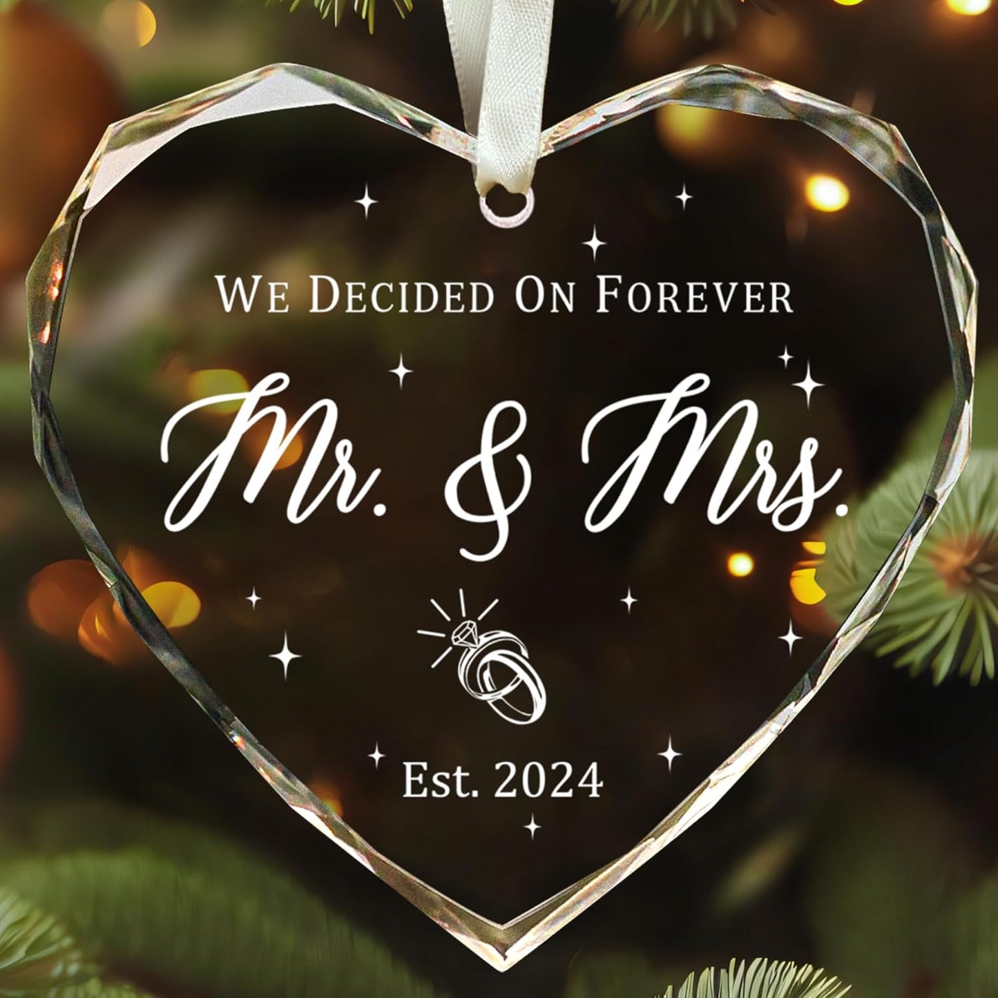 Our First Christmas Married Ornament 2024 - Wedding Ornaments, Newlywed Christmas Ornaments 2024 - Glass Ornament
