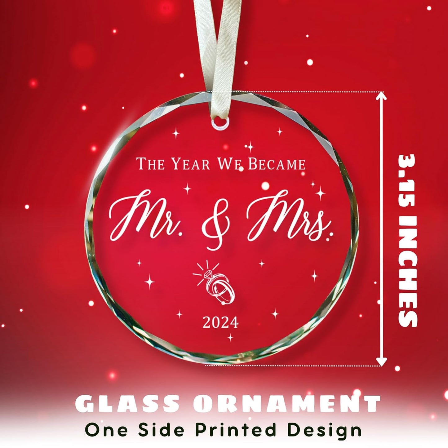 Wedding Gifts - Mr and Mrs Gifts - Wedding Gift Ideas for Couples 2024, Bride, Future Mr and Mrs - Bridal Shower Gift Ideas - 1st Married Christmas Glass Ornament
