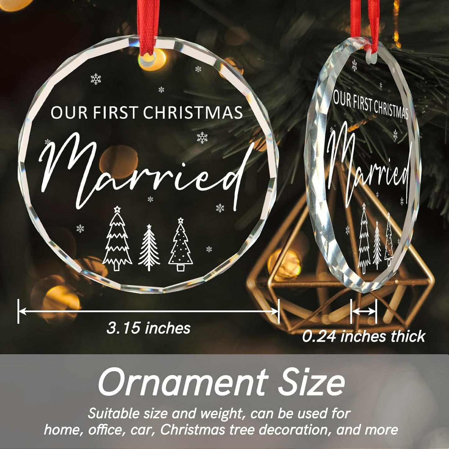 Wedding Gifts for Couple Our First Christmas Married Mr and Mrs Gift Newly Wed Gifts for The Couple Just Married Gift Christmas Tree Decoration Glass Round Ornament