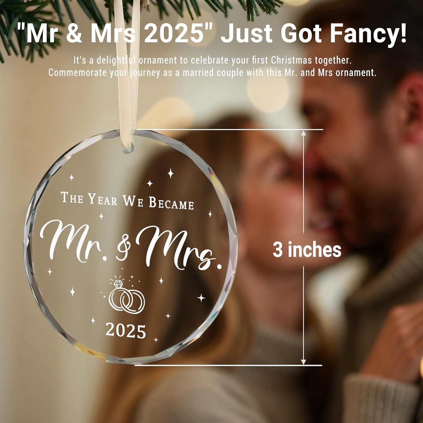 Wedding Gifts for Couples 2025, First Christmas Married Ornament, Wedding Gift for Newlyweds, Mr & Mrs Just Married Keepsake - Bridal Shower Gift for Bride, Newlywed Couple Gifts