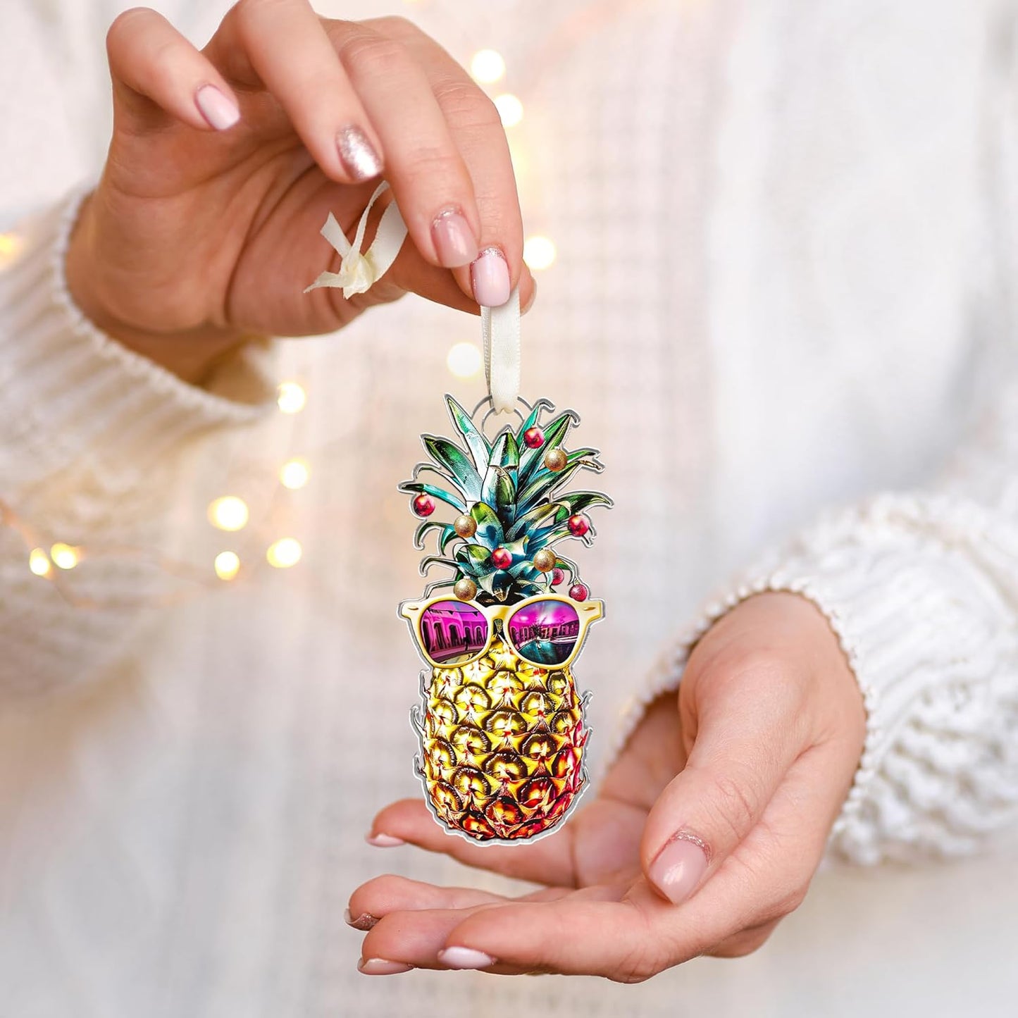 Acrylic Pineapple Ornament - Funny Christmas Tree Decor, Pineapple Gifts for Lovers - 2024