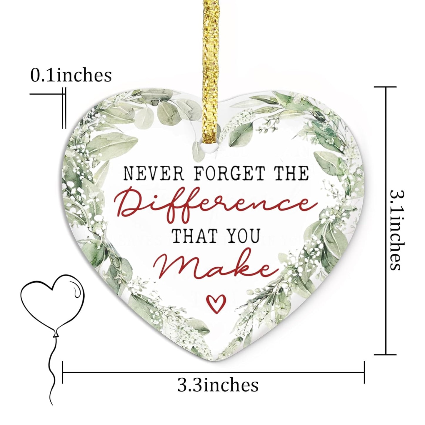 Thank You Christmas Ornament - Thank You Gift for Women, Men - Christmas, Appreciation Gift for Coworker, Friend, Boss, Employee - Never Forget The Different That You Make - 2025 Xmas Decor