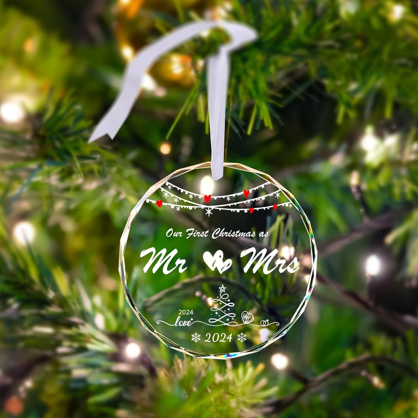 BABORUI First Christmas Wedding Gifts - Mr and Mrs Gifts - Wedding Gifts for Couples 2024, First Christmas Married Ornament with Holder, Bridal Shower Gifts for Newlywed Couple