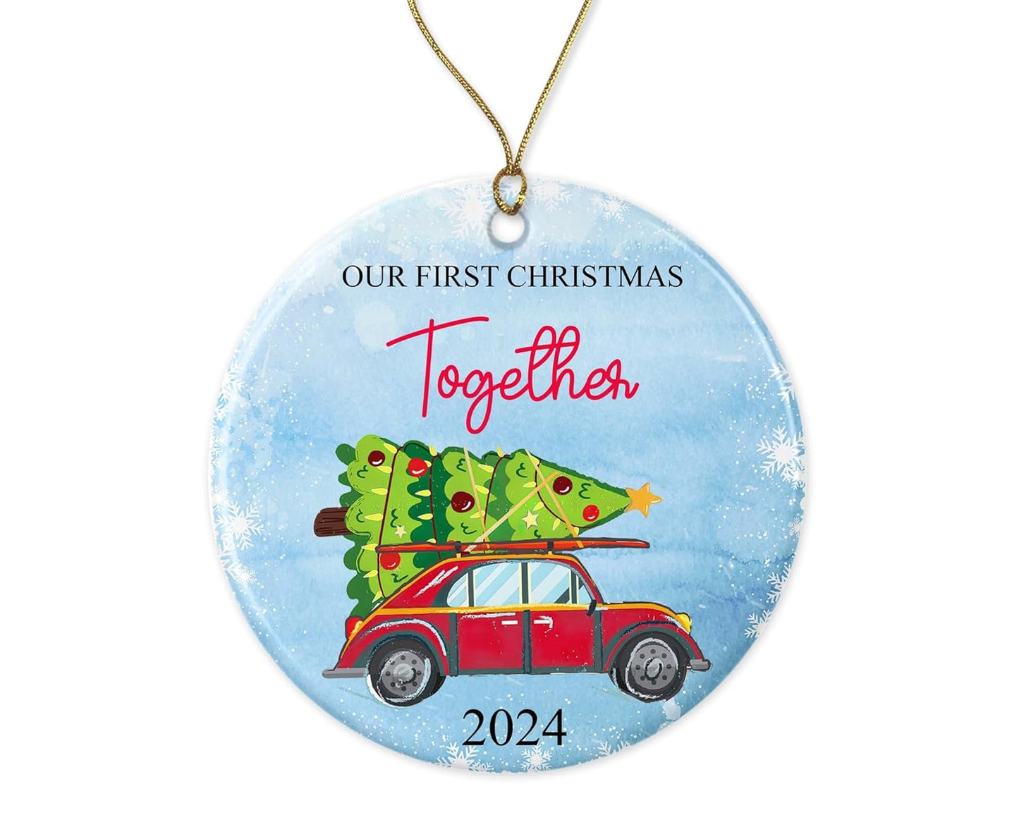 Our First Christmas Together Ornament 2024, Mr & Mrs Newlywed Ornament, Wedding Christmas Ornament 2024 Ornament Mr & Mrs, Christmas Tree Ornaments, Ornament Ceramic Printed on Both Sides