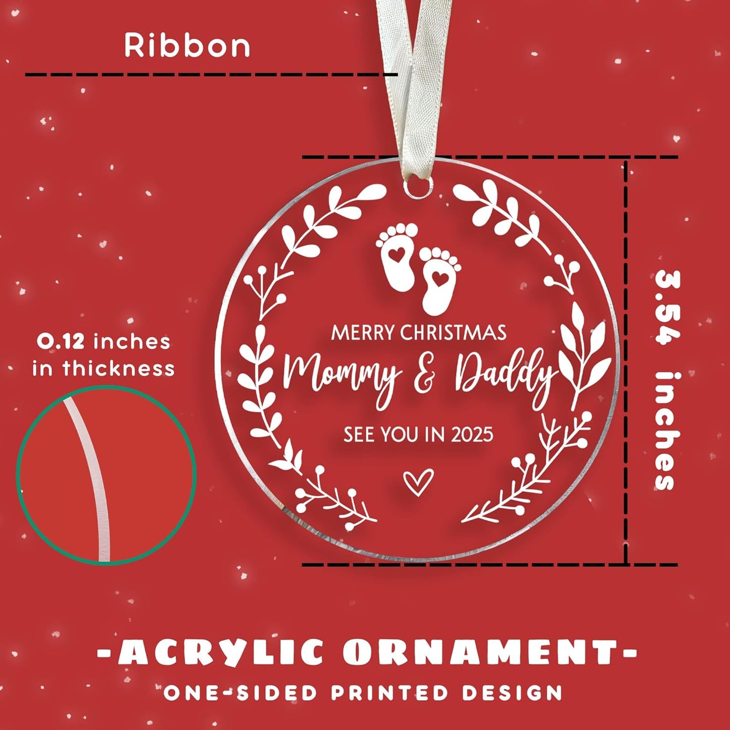 Acrylic Baby Pregnancy Announcement Ornament - Unique Gift for Expecting Parents - Family, Husband - 2025