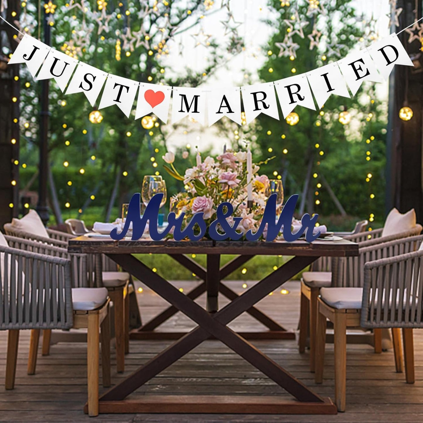 Dark Blue Mr & Mrs Wooden Letters for Wedding Table, Just Married Banner and Mr. and Ms. Wedding Decoration, Mister and Miss Wood Sign, Mr and Ms Wedding Present