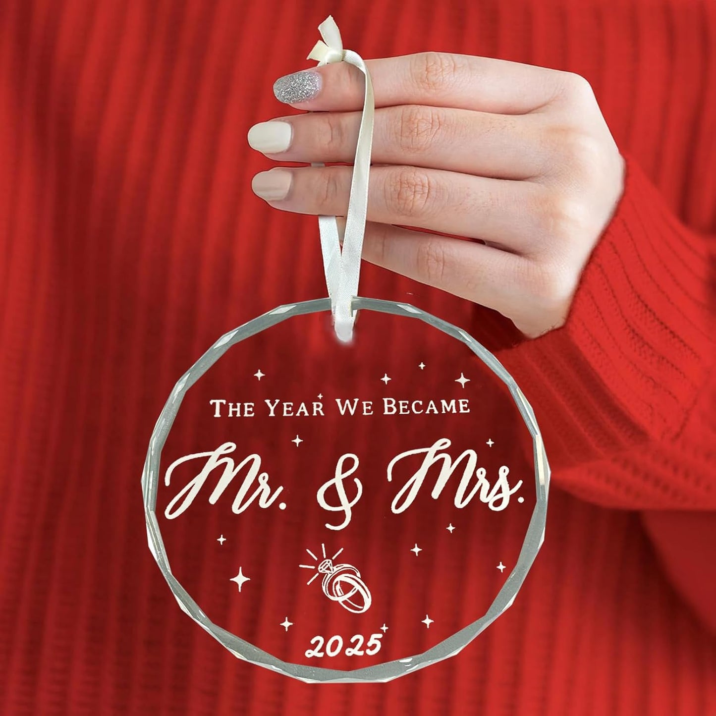 Wedding Gift for Couples 2025 - Mr and Mrs - Bridal Shower Gift for Bride - First Christmas Married Ornament (The Year We Became)