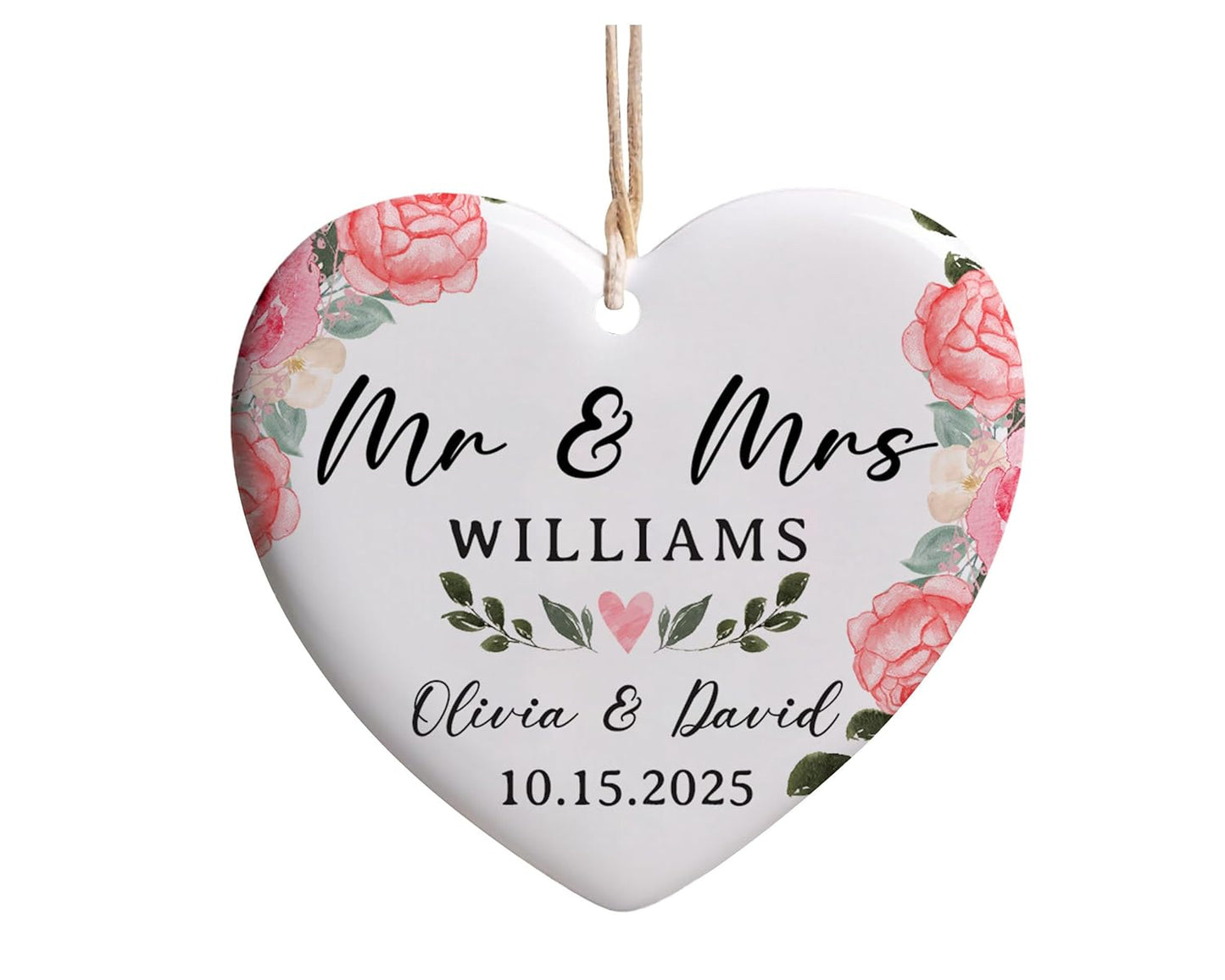 Personalized Wedding Ornament 2025, Mr and Mrs Christmas Keepsake for Newlywed, Married Couple, Bridal Shower, 1st Marriage Present Idea, First Christmas Together