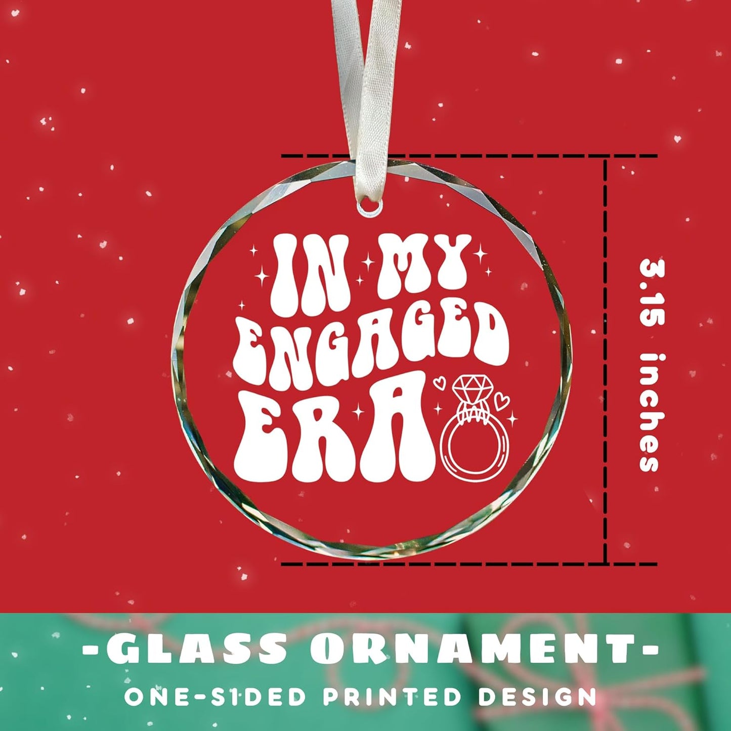 Engagement Ornament - Our First Christmas Engaged Ornament 2025 - Engagement Gifts for Women, Gifts for Newly Couples - Glass in My Engaged Era Hanging Ornament