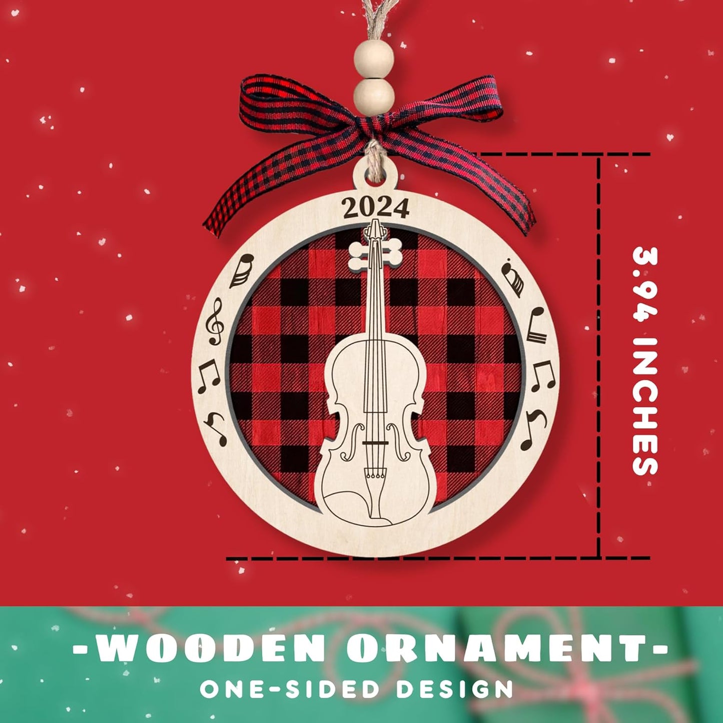 Violin Ornament - Violin Christmas - Violin Ornaments 2024, Music Christmas Ornaments - Violin Gifts for Girls, Women, Men, Violin Player, Teacher - Wood Ornament