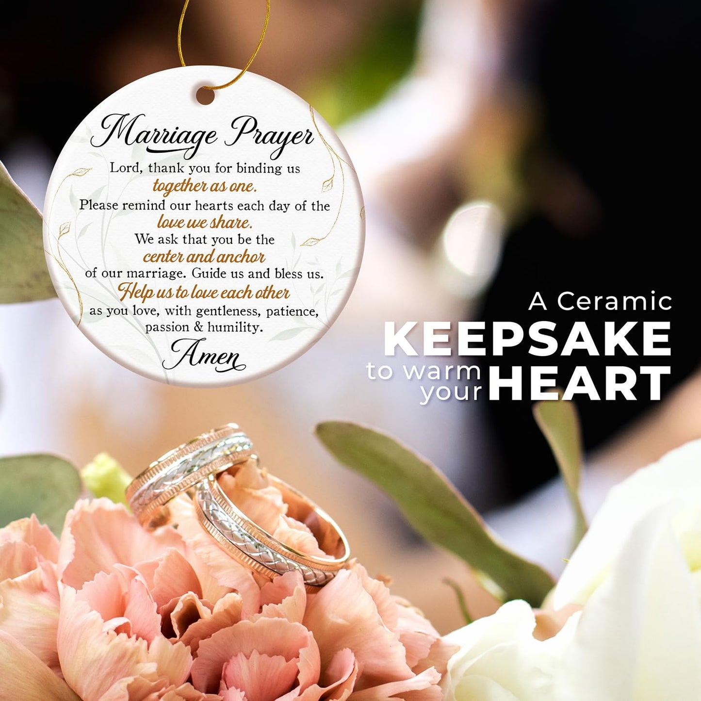 ZAGKOO Christian Wedding Gifts for Couple 2025 - Marriage Prayer Religious Wedding Gift for Newlyweds, Married Couples Anniversary, Bride, Groom - Mr & Mrs Decor, Bridal Shower Gift - Ceramic Ornament