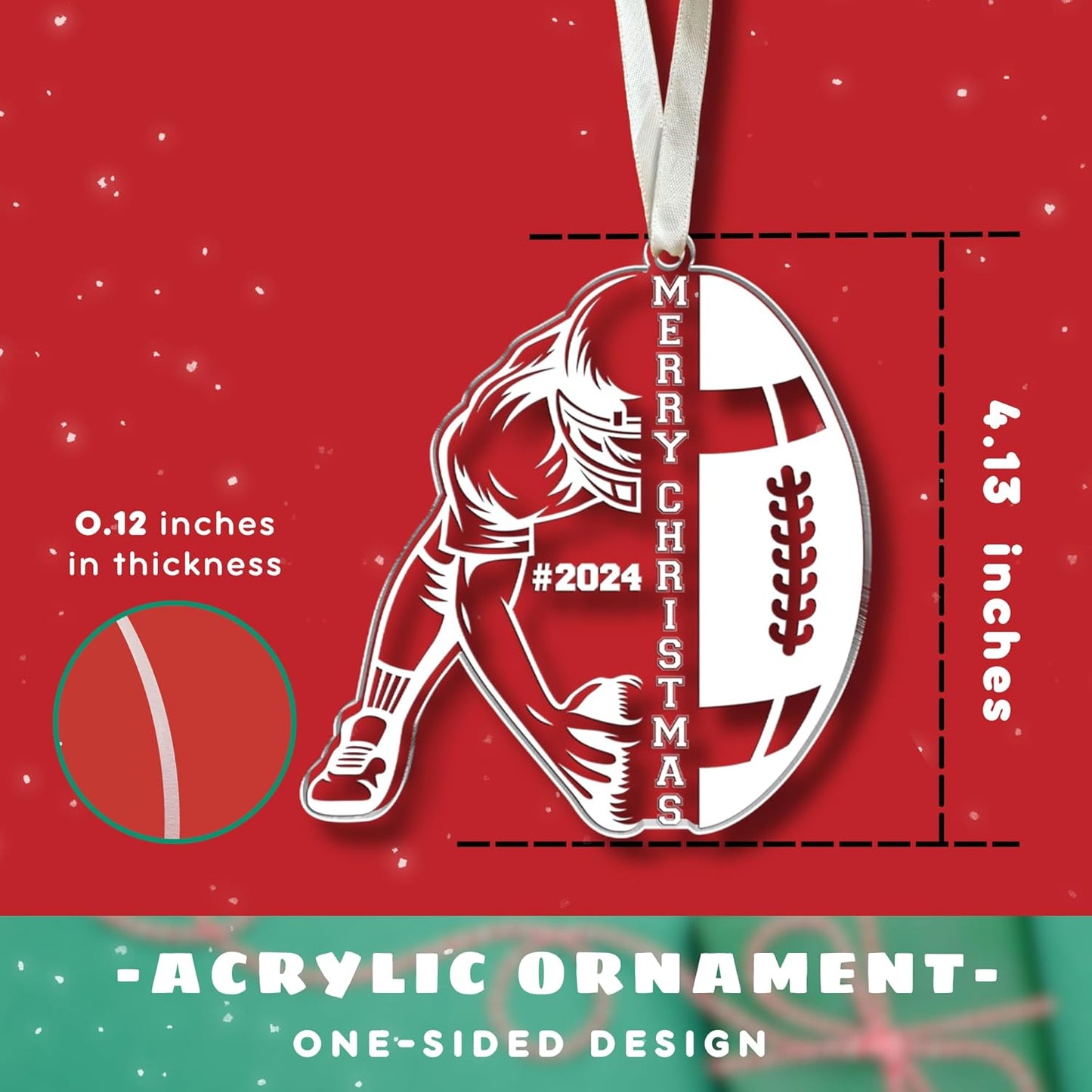 Senior Football Christmas Ornament - Team Gifts for Boys & Kids - Football Player Ornament