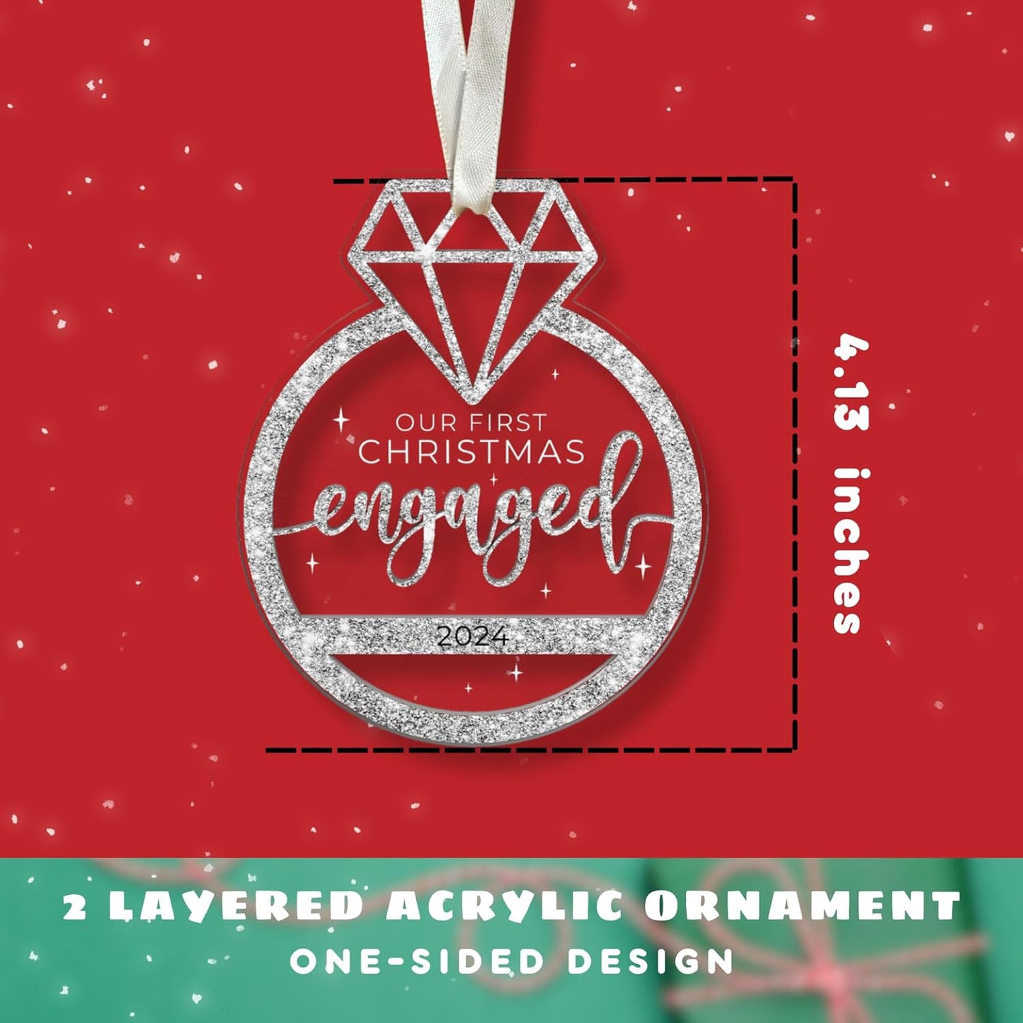 Our First Christmas Engaged Ornament 2024 - Engagement Ornaments, Engaged Ornaments for Her, Women - 2 Layer Acrylic Ornament