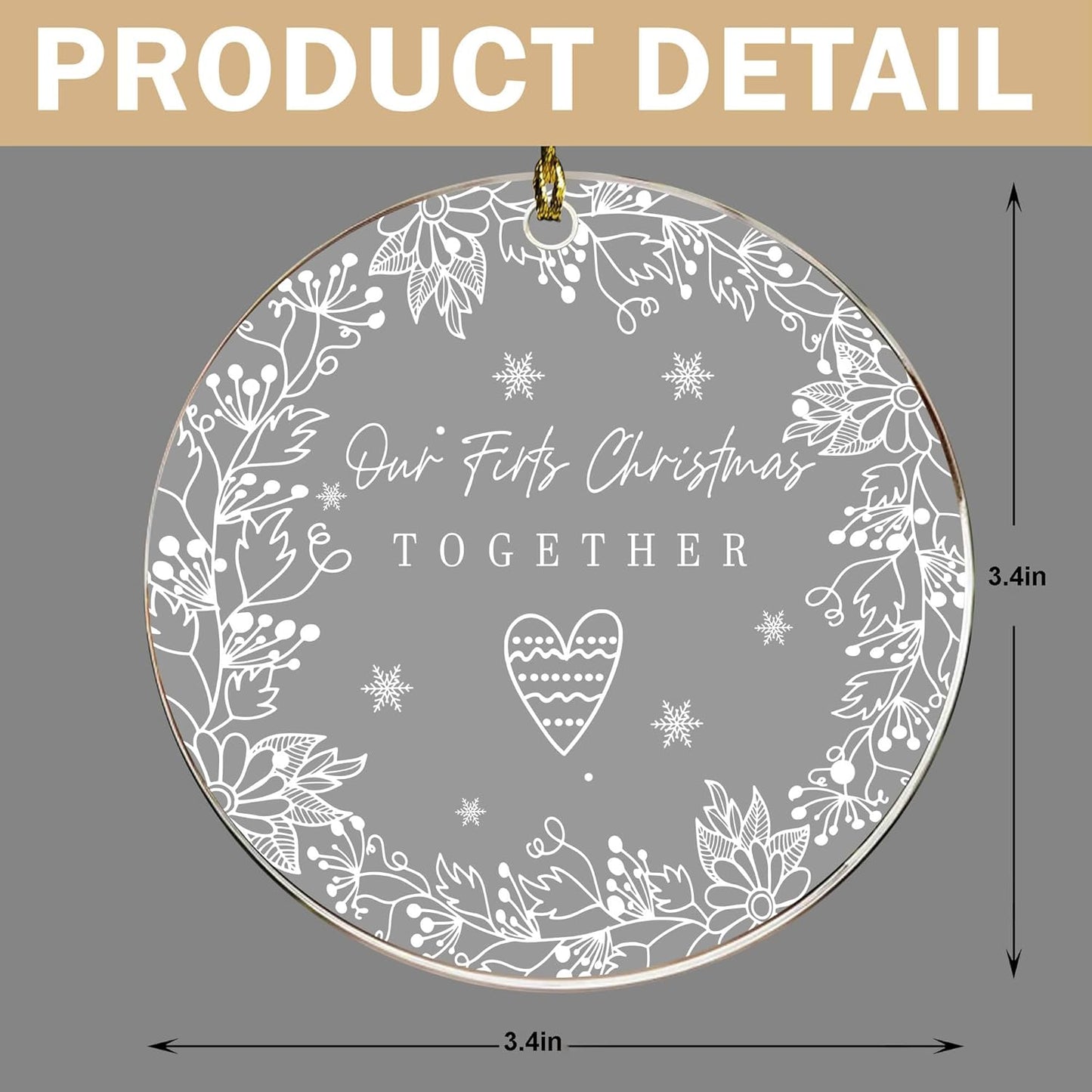 Our First Christmas Engagement Ornament 2024 - Married Couple's Gift, Wedding Gift for Couple