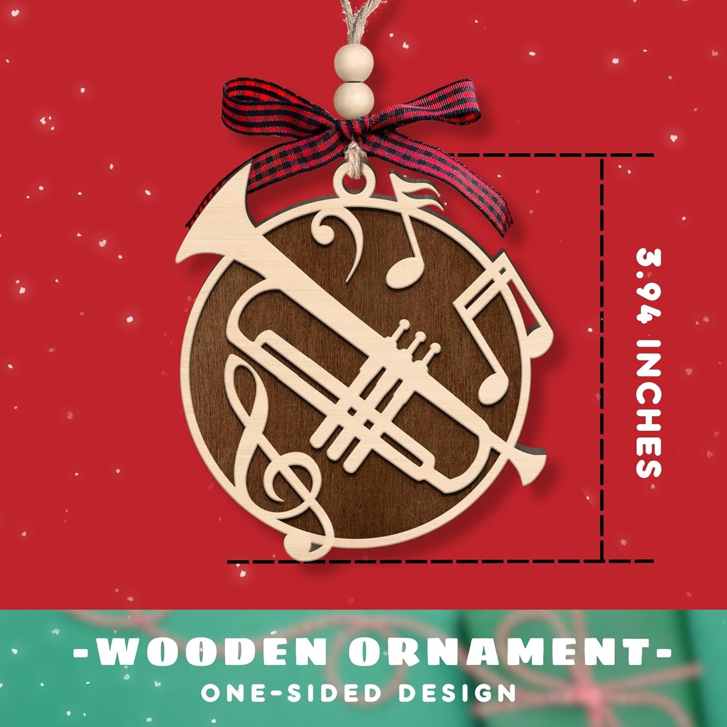 Trumpet Ornament - Trumpet Player Gifts - Music Christmas Ornaments, Music Ornaments - Wood Ornament
