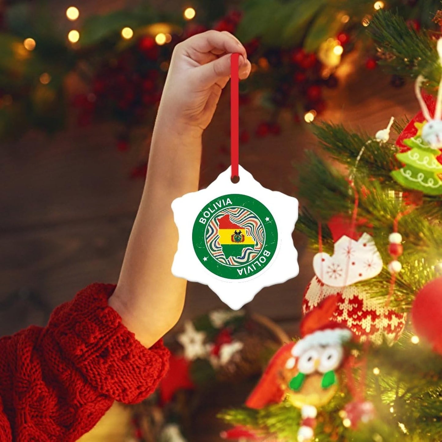 Christmas Ornament - Bolivia Ornament - Ceramic Ornament Holidays Decoration Bolivia Flag Christmas Ornament for Kids National Symboy Christmas Tree Decoration Keepsake