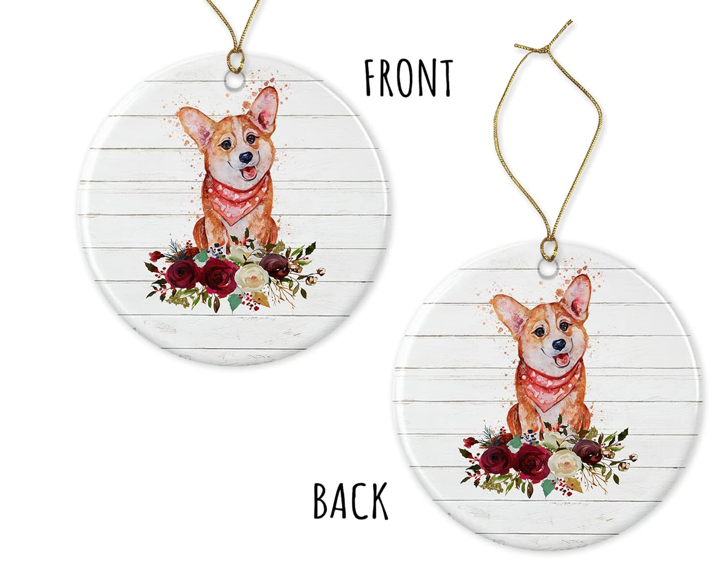 Corgi Ornament - Pet Gift Dog Ornament - Corgi Christmas Ornament - Corgi Dog Ornament - Gift Ceramic Holiday Decoration Present Both Sides, White