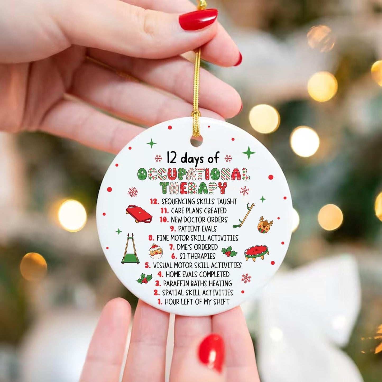 Christmas Occupational Therapy Ornament, 12 Day of Occupational Therapy Ornament, OT Christmas Ornament, Occupational Therapist Ornament, Gift for OT