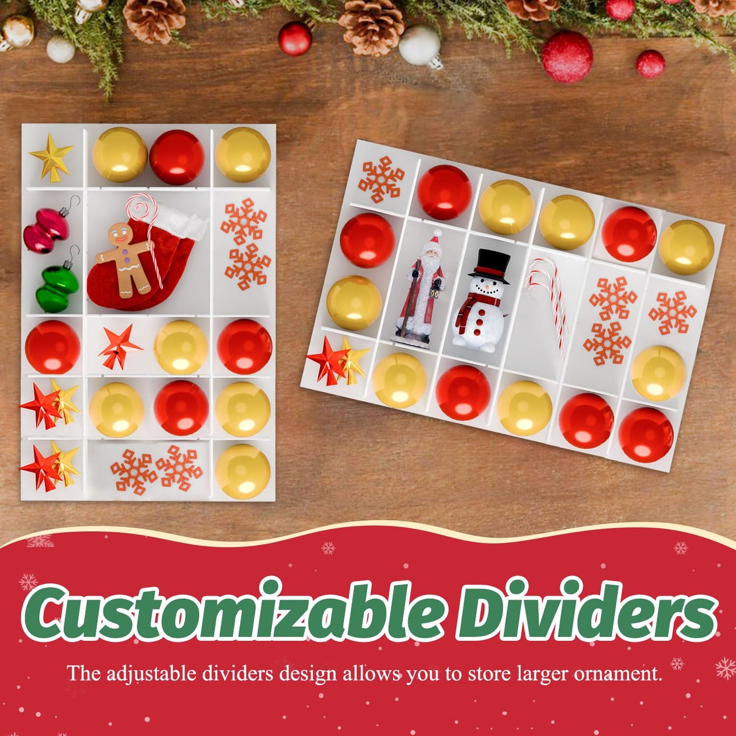 Christmas Ornament Storage Box With Adjustable Dividers Stores Up To 96-3" Holiday Ornament Christmas Ornament Storage Containers Large Ornament Box For Christmas Ornament Organizer Storage Box