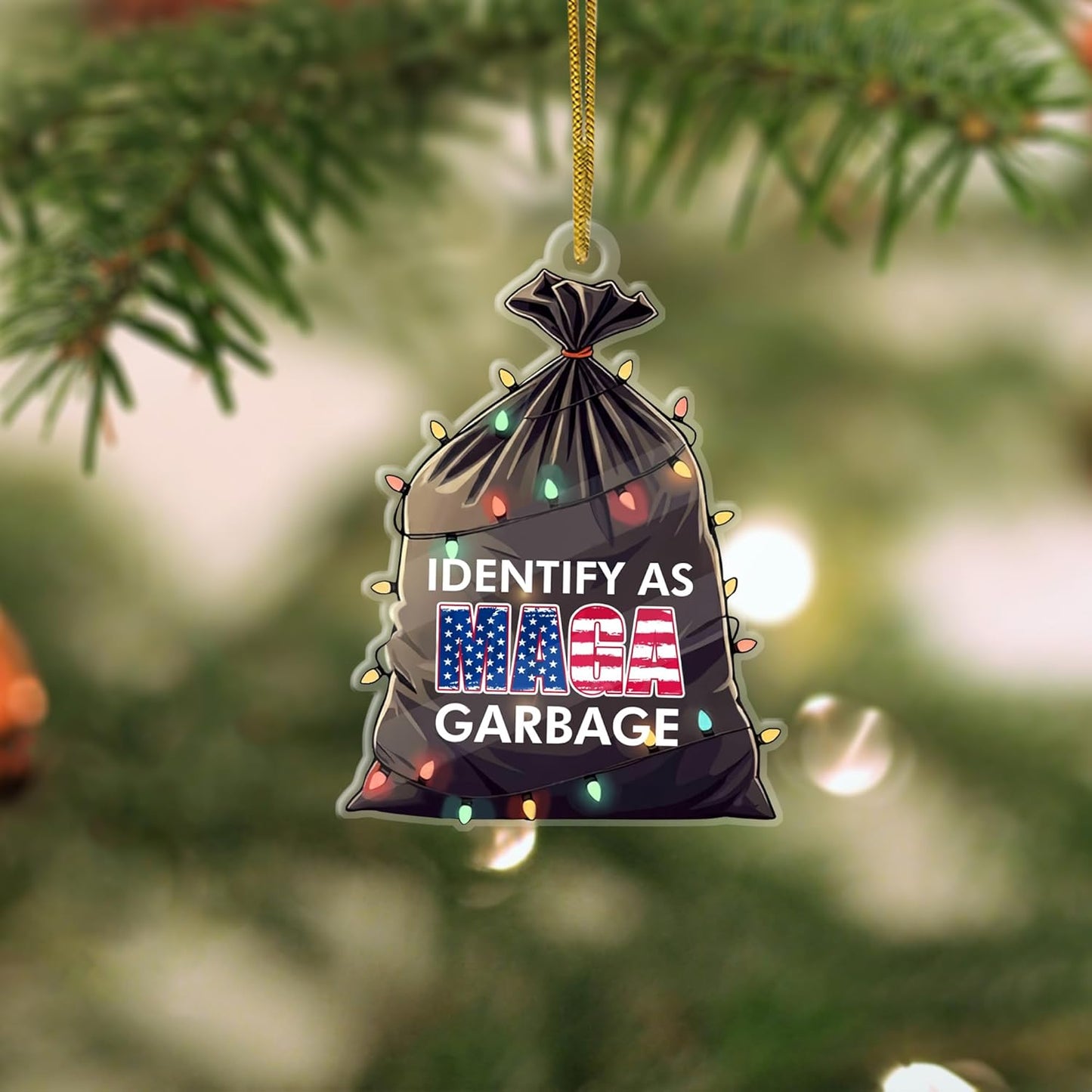 Trump Vance MAGA 2024 Trash Garbage Ornament, Trump Boards A Garbage Stay Trashy Ornament, Trump Truck Ornament, Proud to Be A Garbage Ornament, Identify As MAGA Garbage Ornament, Republican Ornament