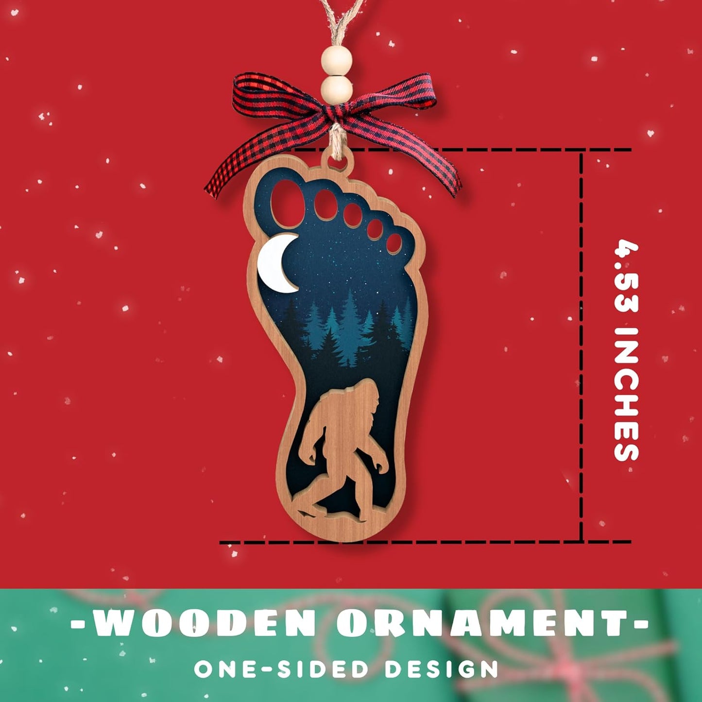 Bigfoot Ornament - Bigfoot Gifts, Sasquatch Gifts - Sasquatch Big Foot Christmas Tree Ornaments - Wood Ornament