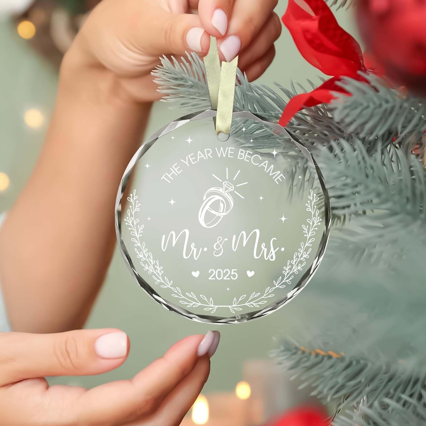 Wedding Gifts for Couples 2025 - Mr and Mrs - Gifts for Newly Bride Groom - Just Married Ornaments 2025 - Just Married Decorations - Bridal Shower Ornaments - The Year We Became Mr & Mrs