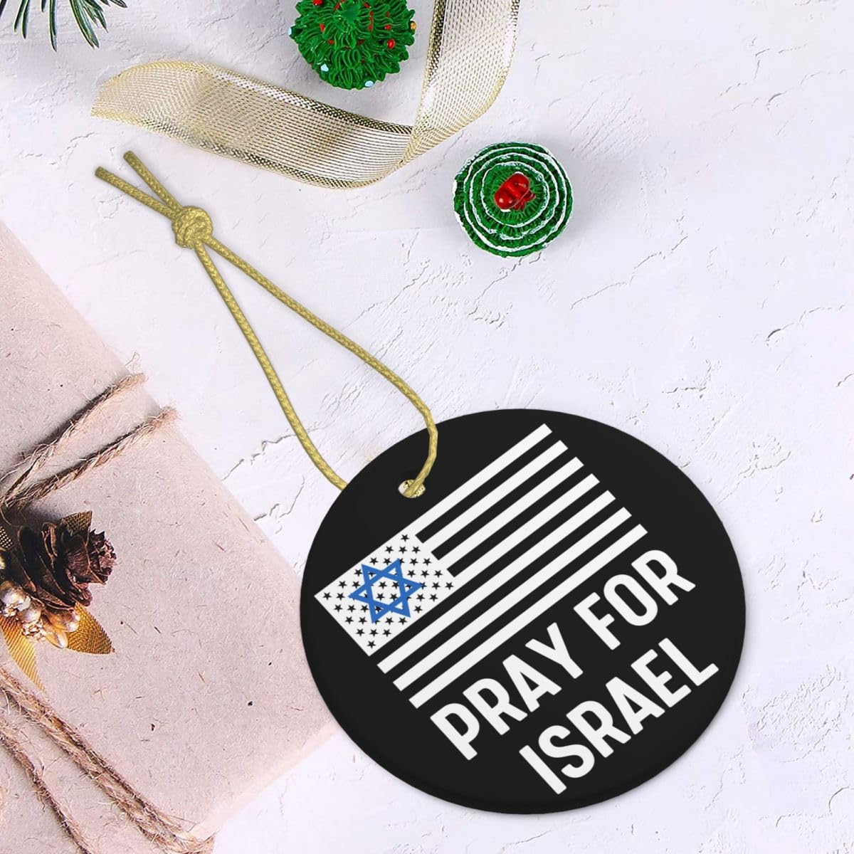 I Stand with Israel Ornament Pray for Israel Ornament Support Israel Ornament We Stand with Israel Christmas Ornament Ceramic Christmas Hanging Ornament Decorations for Home Decor