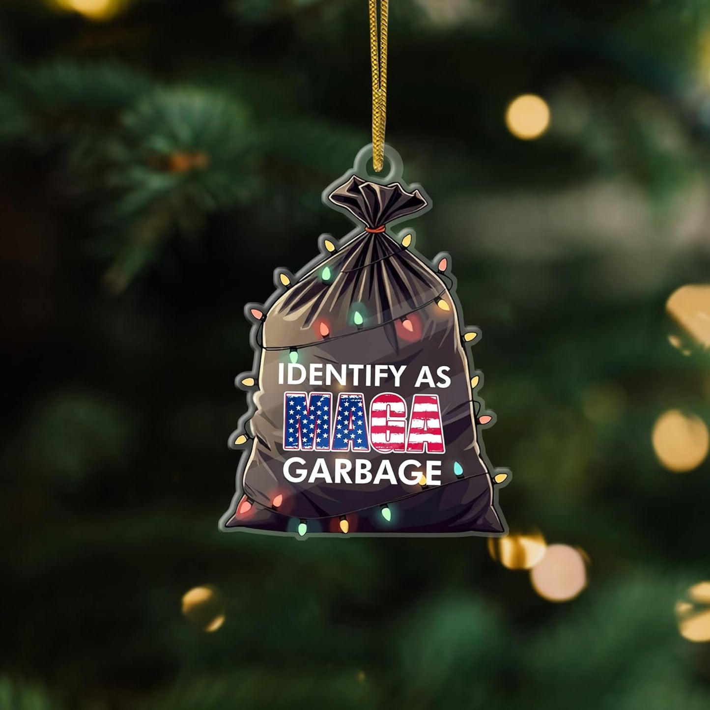 Trump Vance MAGA 2024 Trash Garbage Ornament, Trump Boards A Garbage Stay Trashy Ornament, Trump Truck Ornament, Proud to Be A Garbage Ornament, Identify As MAGA Garbage Ornament, Republican Ornament