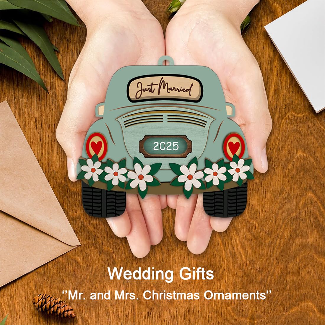 Wedding Gifts for Couples 2025, Just Married Decorations - Bridal Shower Gifts for Bride, Newly Wed Gift Ideas - First Christmas Married Ornament 2025