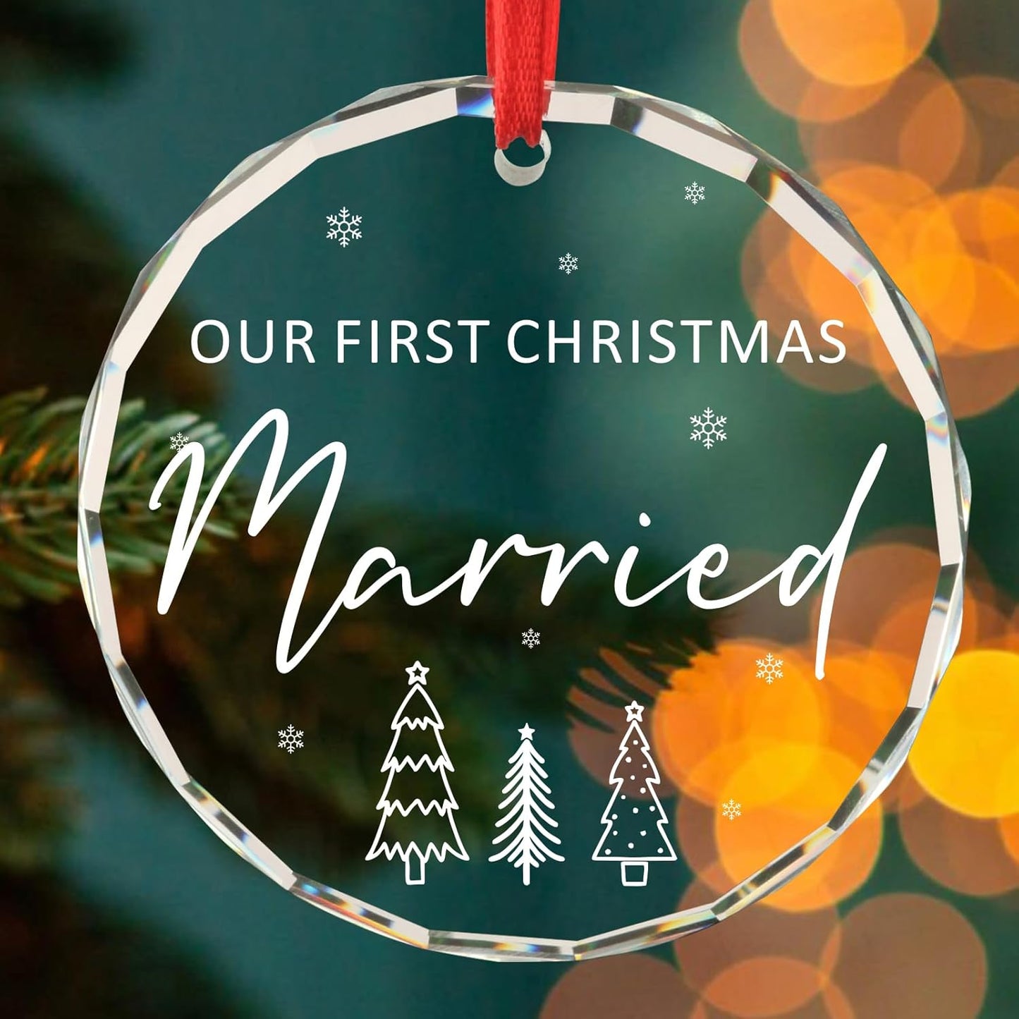 Wedding Gifts for Couple Our First Christmas Married Mr and Mrs Gift Newly Wed Gifts for The Couple Just Married Gift Christmas Tree Decoration Glass Round Ornament
