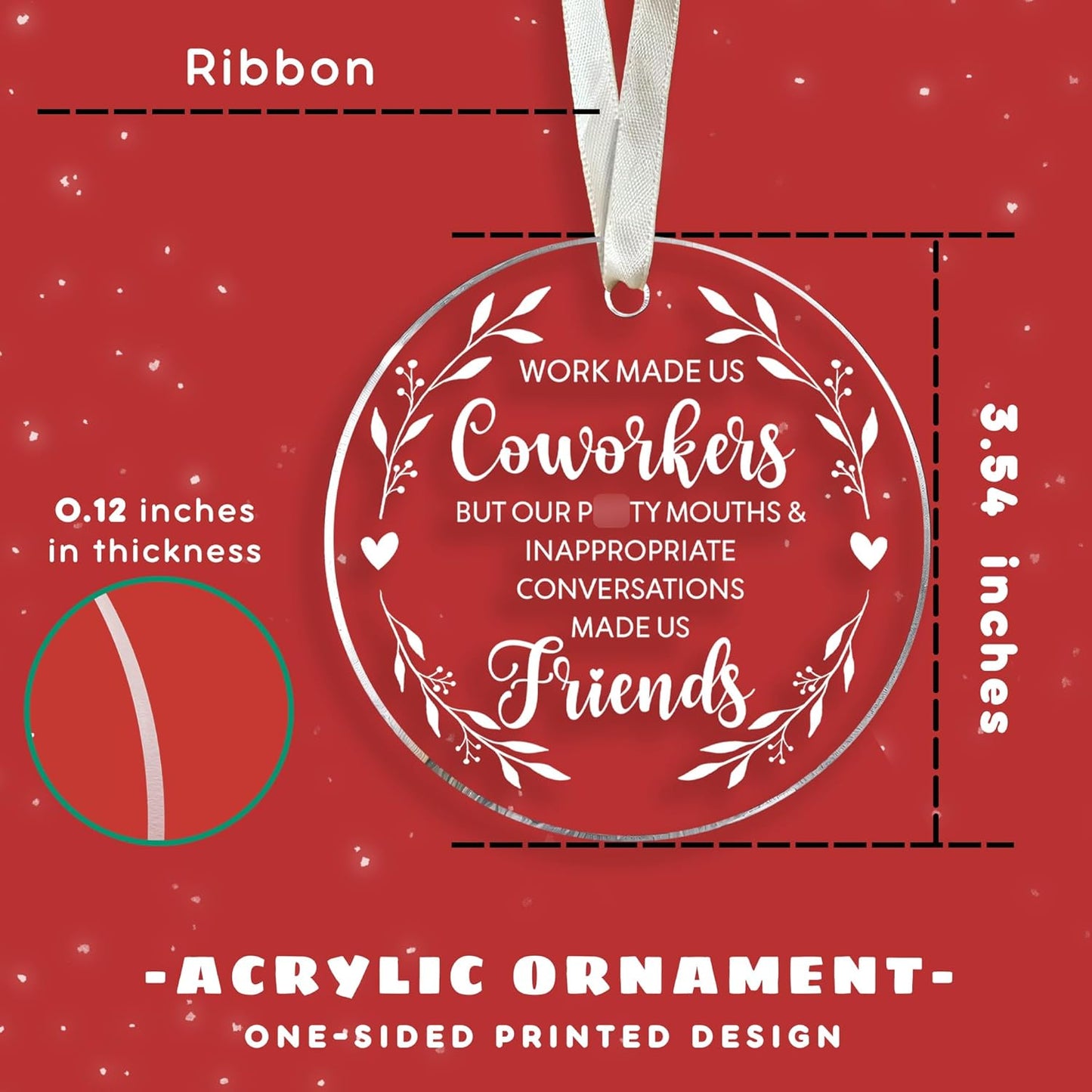 Coworker Ornaments - Christmas Ornaments for Women Coworkers - Gifts for Friends Female Coworker - Acrylic Ornament