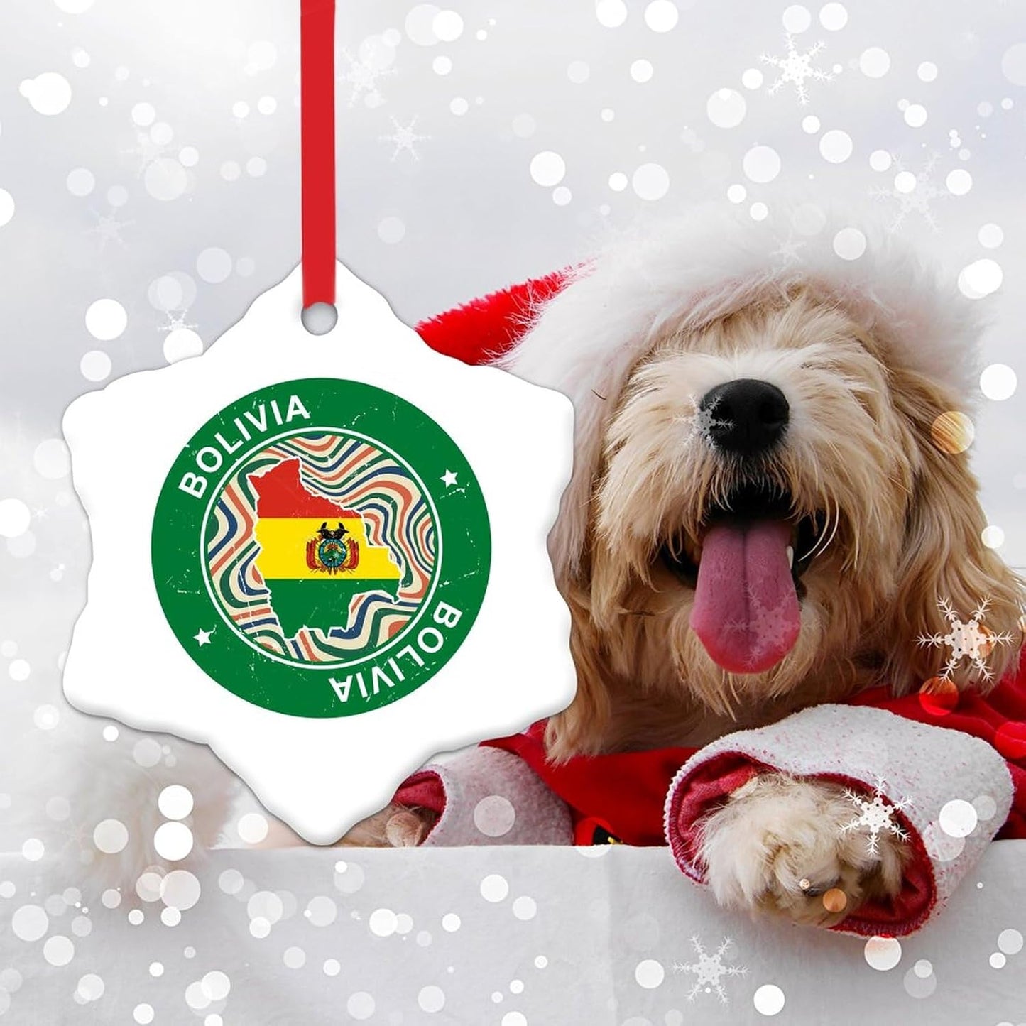 Christmas Ornament - Bolivia Ornament - Ceramic Ornament Holidays Decoration Bolivia Flag Christmas Ornament for Kids National Symboy Christmas Tree Decoration Keepsake