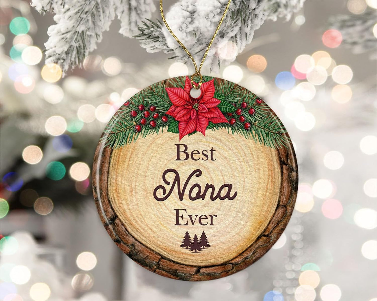 Best Nona Ever Ornament Ceramic, Nona Wood Slice Ornament, Nona Christmas Ornament, Great Nona Ornament, for Nona, New Nona Ornament Printed on One Side